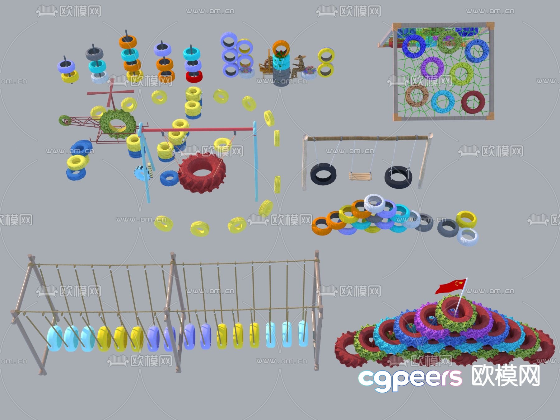 Amusement equipment tire flower box tire swing 3d model Amusement equipment tire flower box tire swing 3d model
