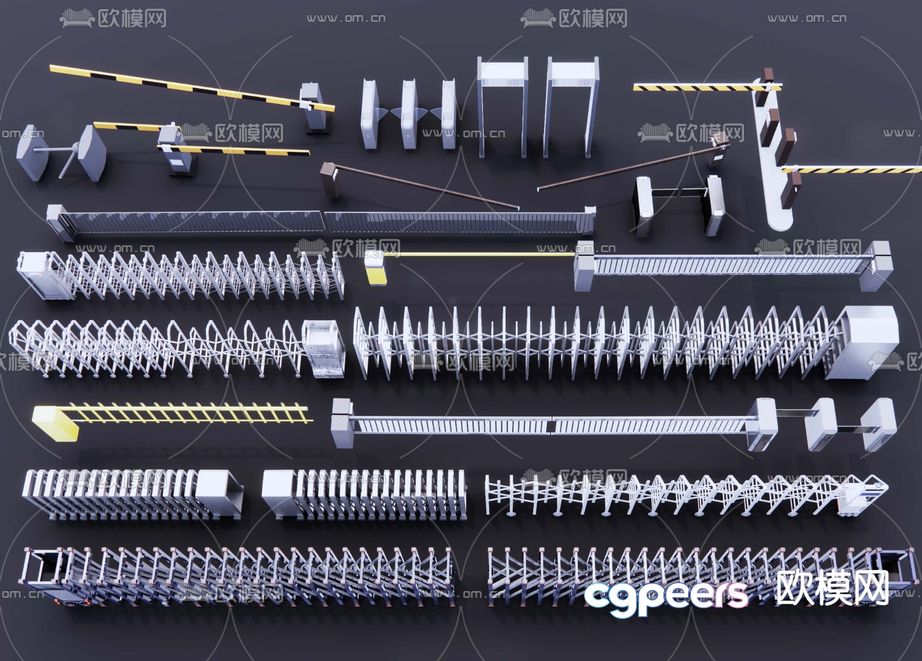 Telescopic door, gate railing, gate, security gate, lifting rod 3D model Telescopic door, gate railing, gate, security gate, lifting rod 3D model