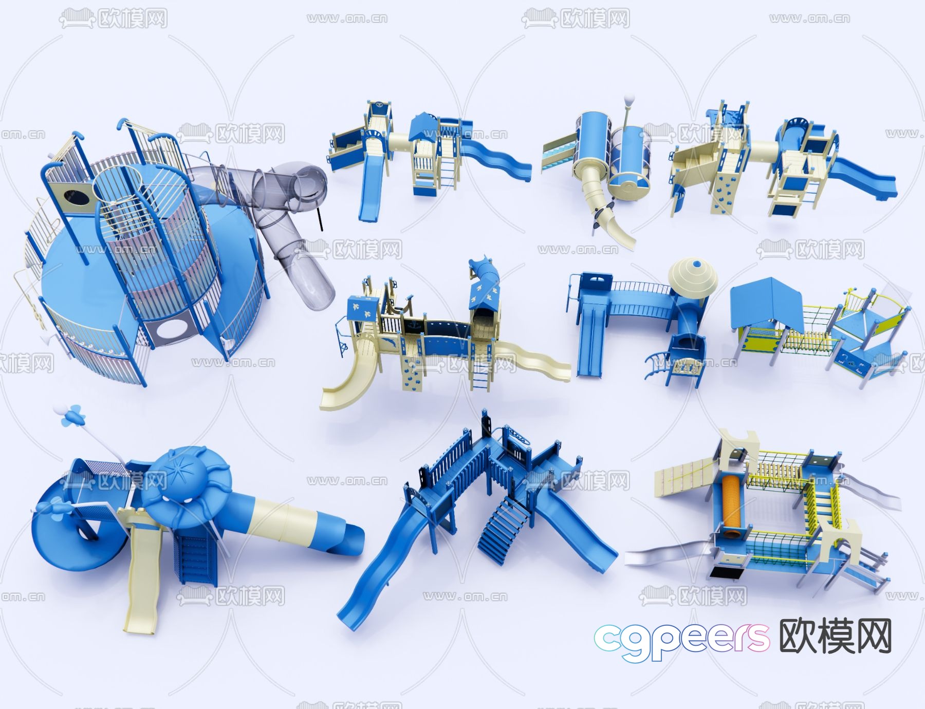 Amusement equipment slide wooden bridge ladder 3d model Amusement equipment slide wooden bridge ladder 3d model