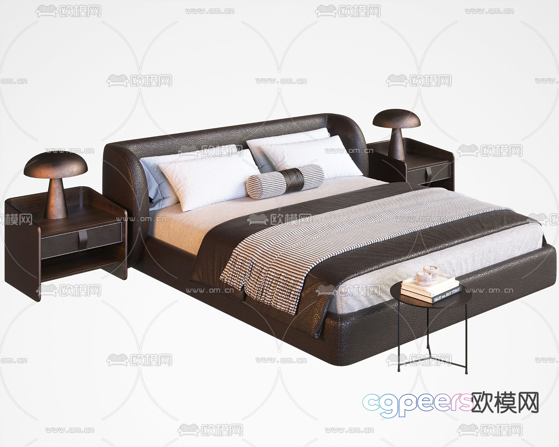 Leather double bed 3d model Leather double bed 3d model
