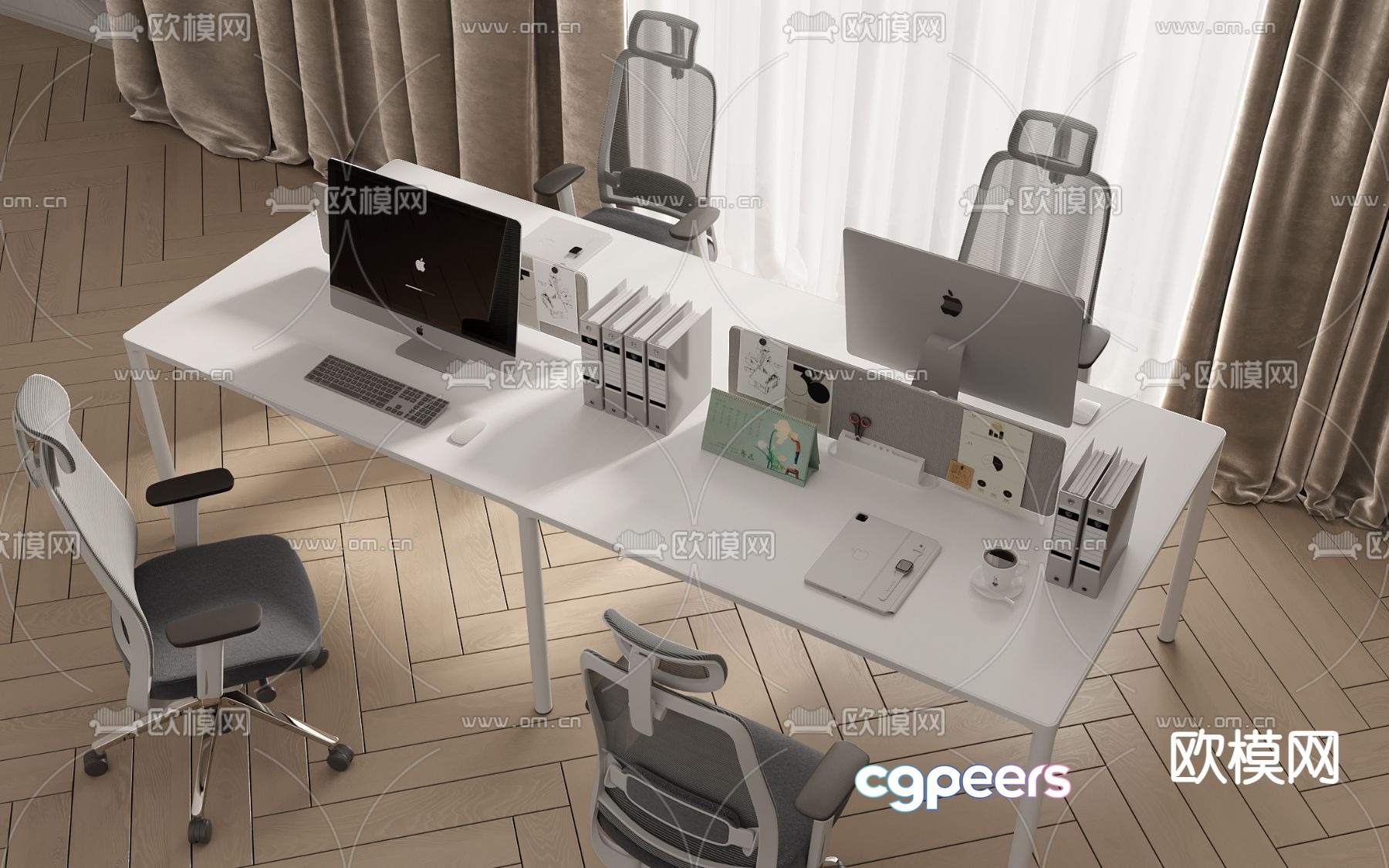 Modern desk work station 3d model Modern desk work station 3d model