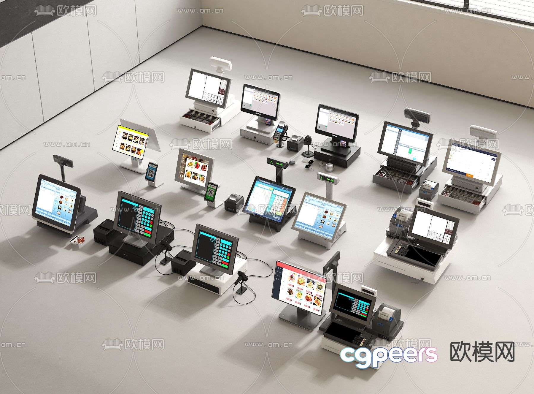 Cash register cashier scanner 3d model