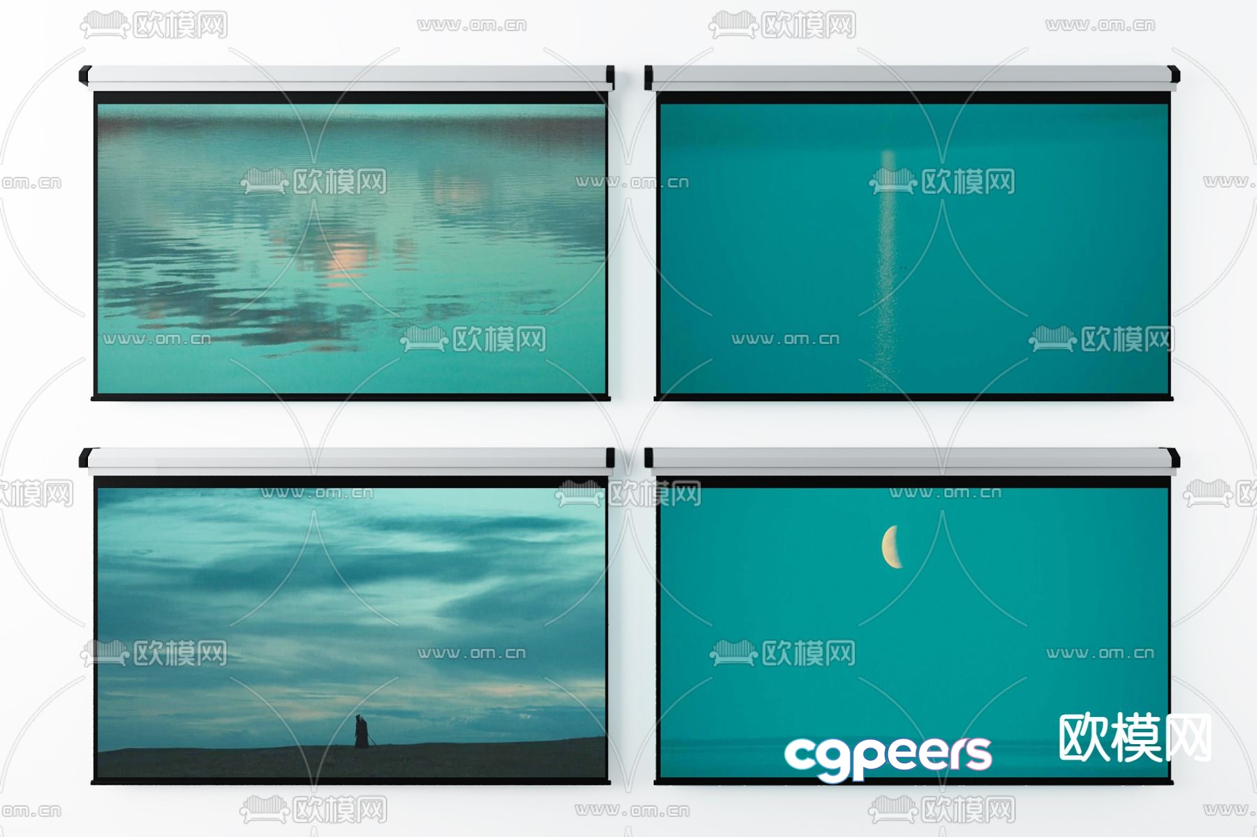 Modern projector Projection screen 3d model Modern projector Projection screen 3d model