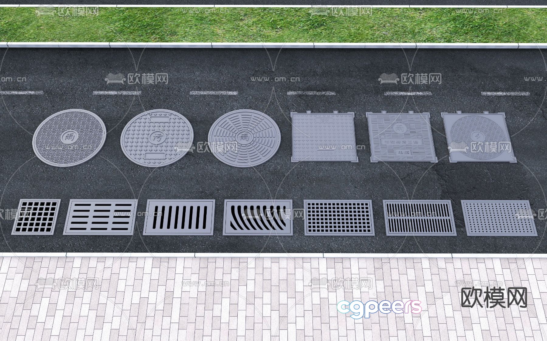 Outdoor manhole cover, sewer, drainage outlet, sewage outlet 3D model