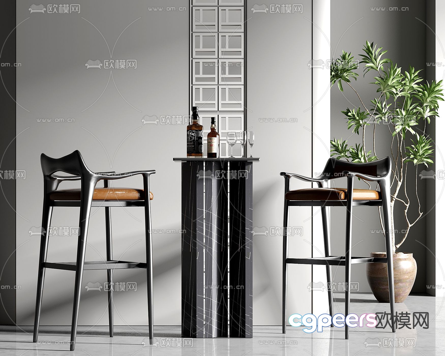 Wine tasting area bar bar chair bar stool 3d model Wine tasting area bar bar chair bar stool 3d model