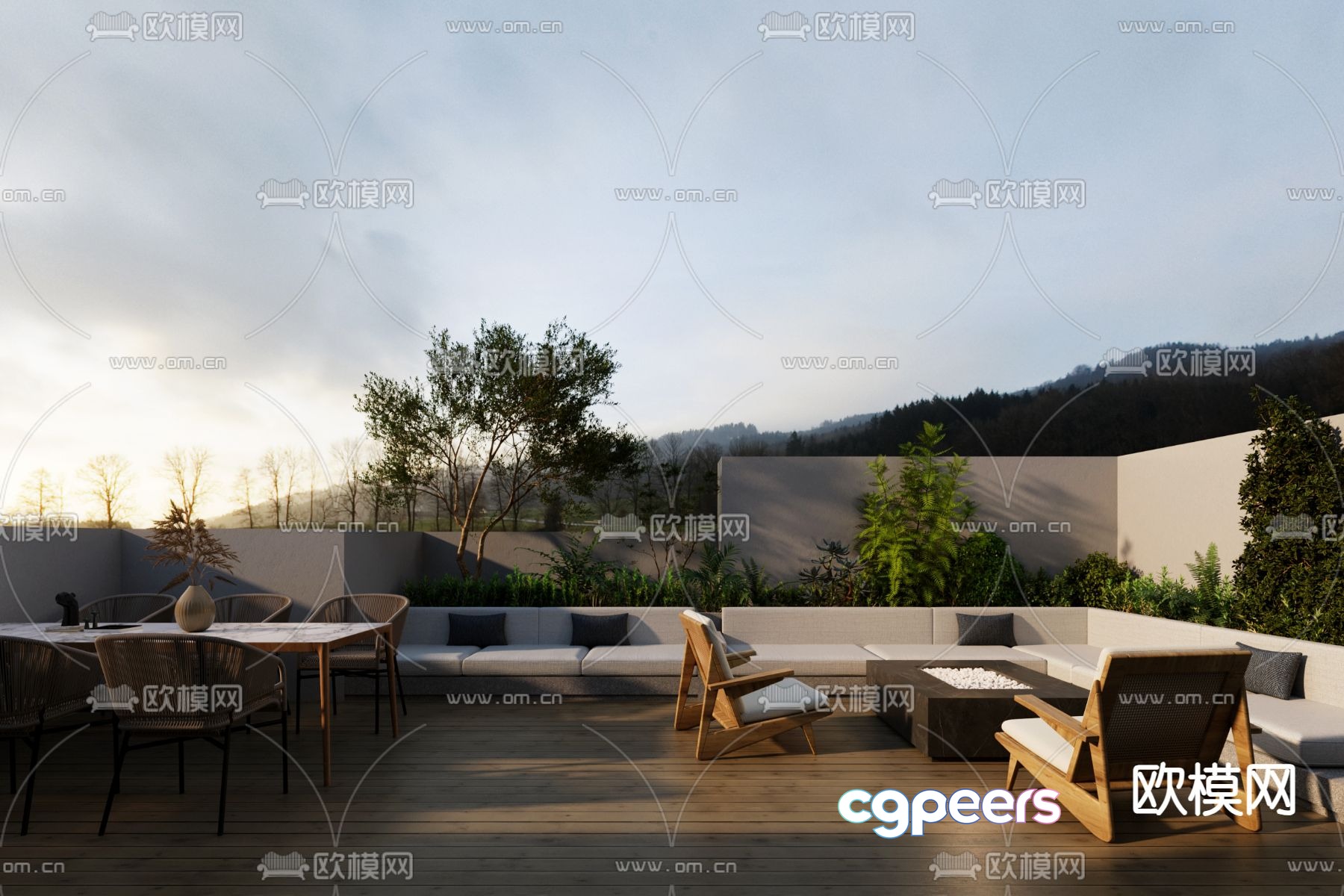 Roof garden 3d model Roof garden 3d model