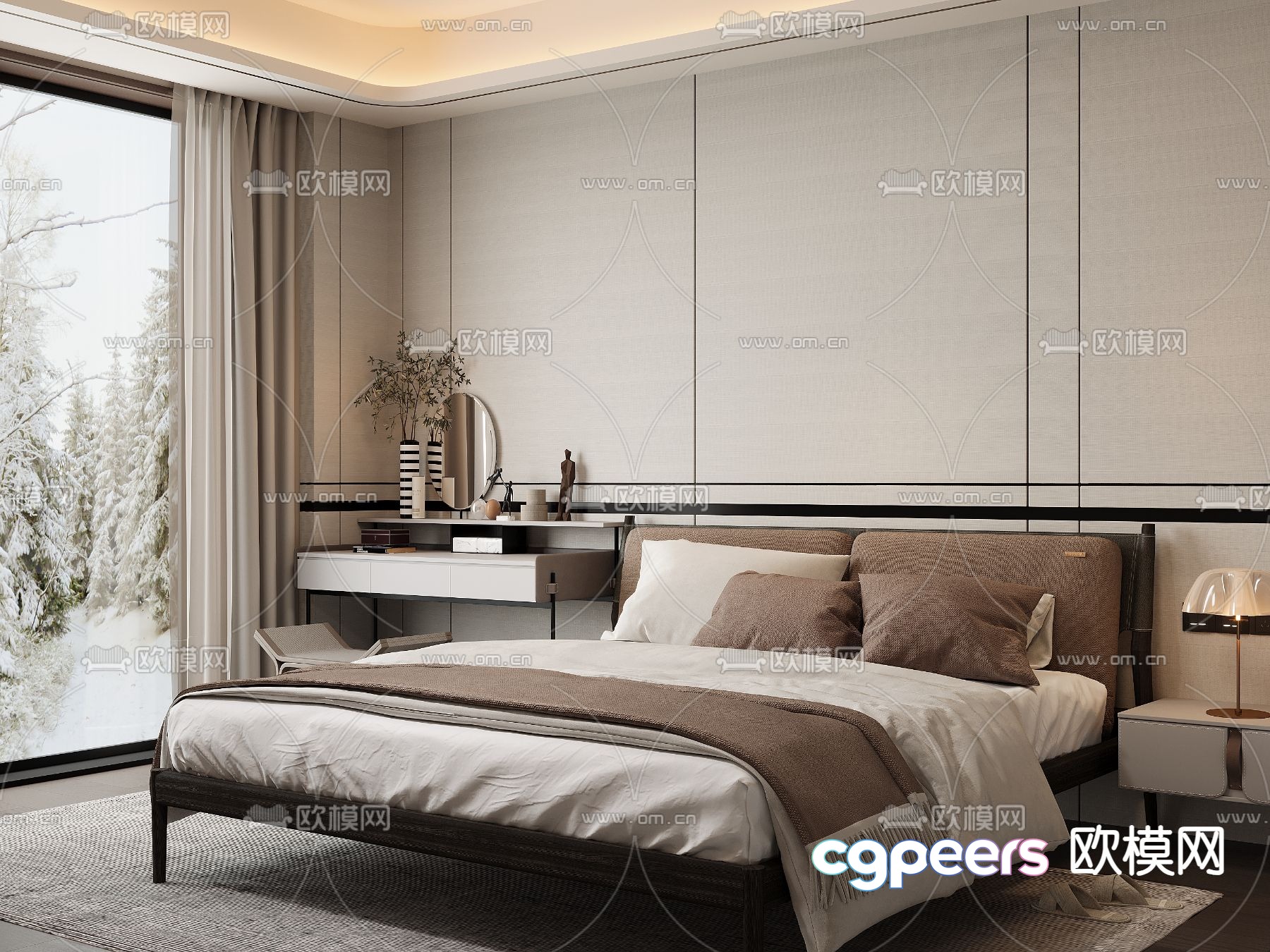 Modern double bed 3d model Modern double bed 3d model