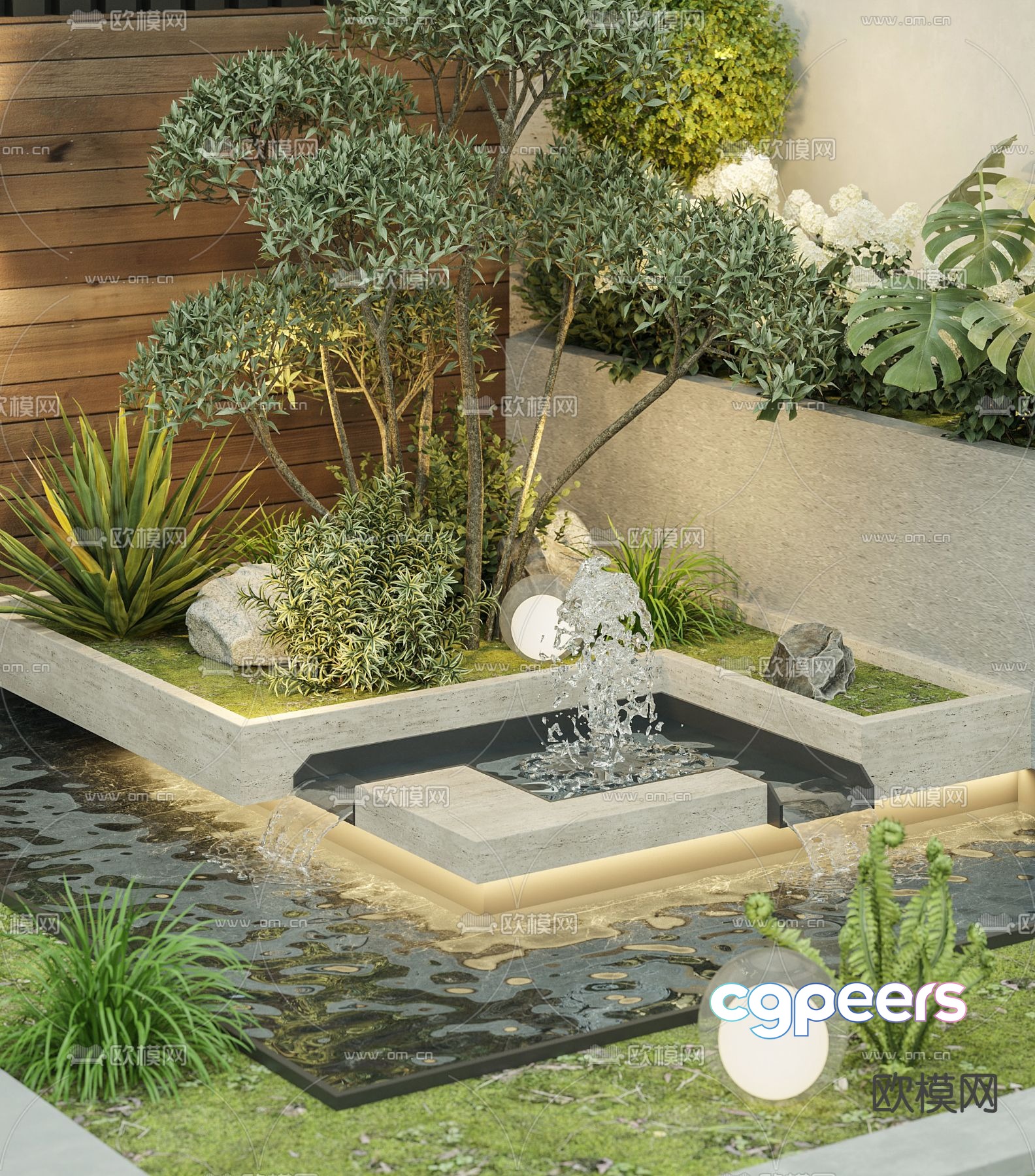 Landscape sketch fountain water 3D model Landscape sketch fountain water 3D model