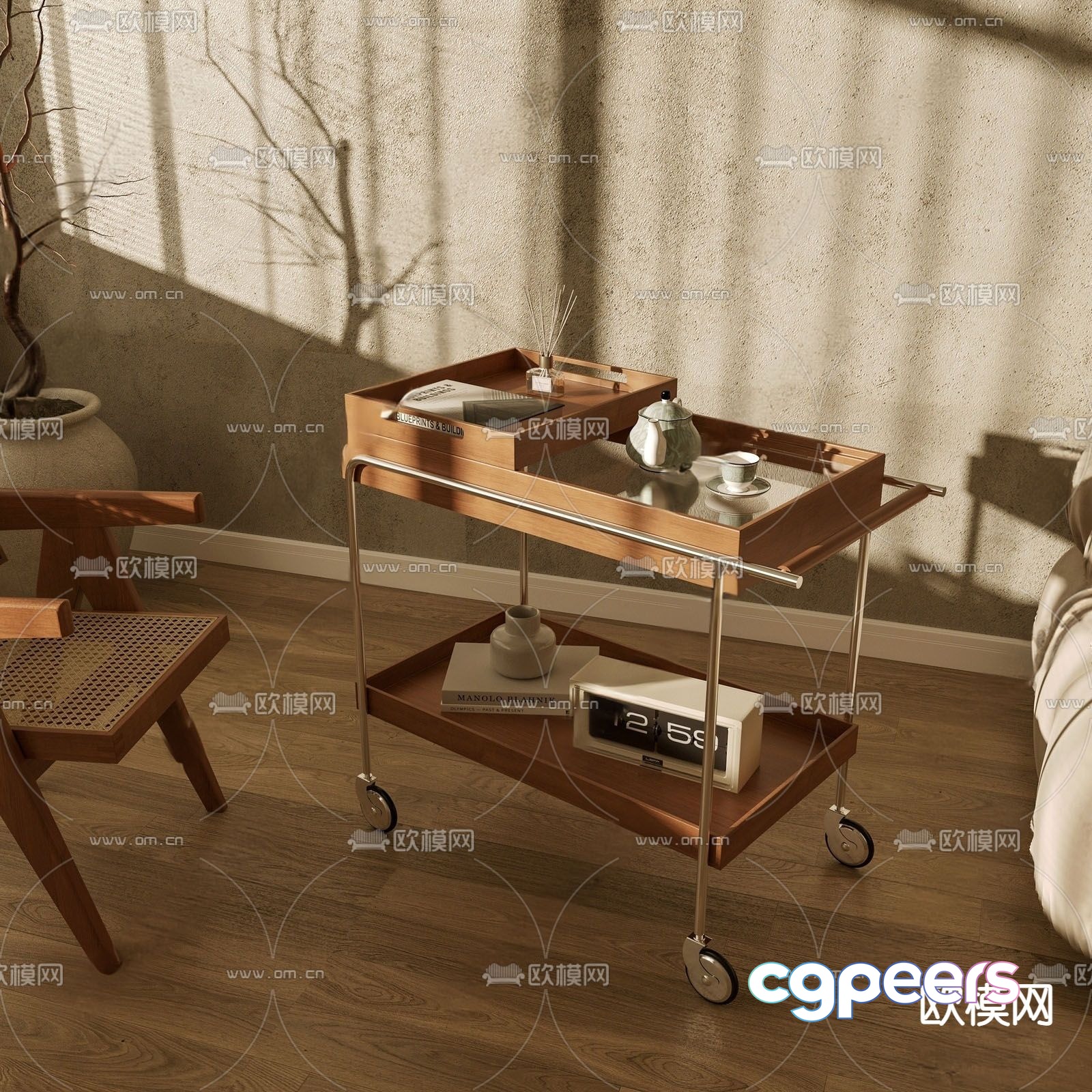 Mobile side table corner table trolley 3D model Mobile side table corner table trolley 3D model