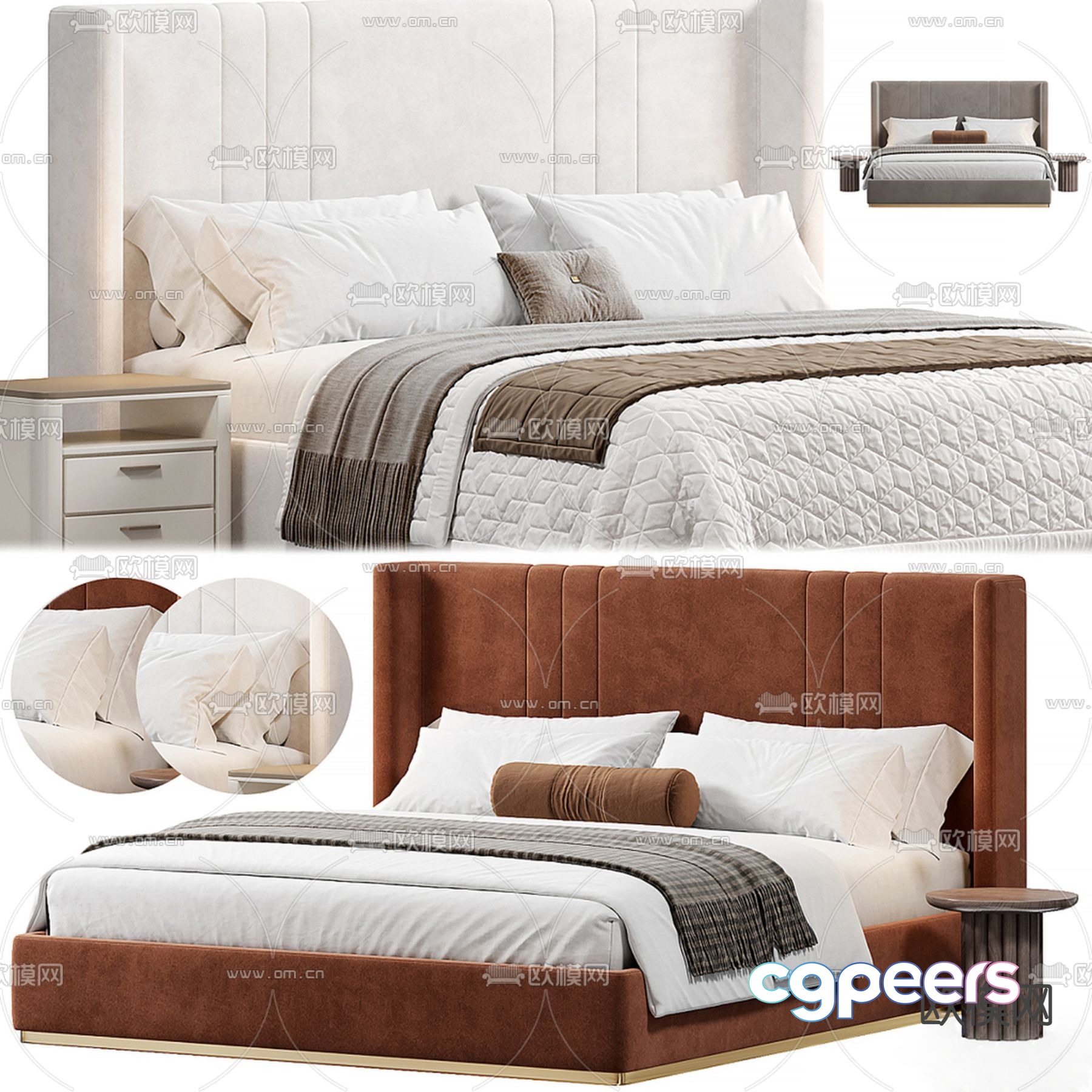 Modern double bed 3d model Modern double bed 3d model