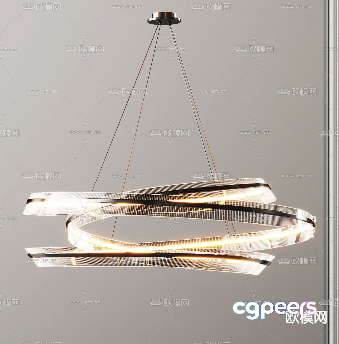Light luxury chandelier ring chandelier 3d model Light luxury chandelier ring chandelier 3d model