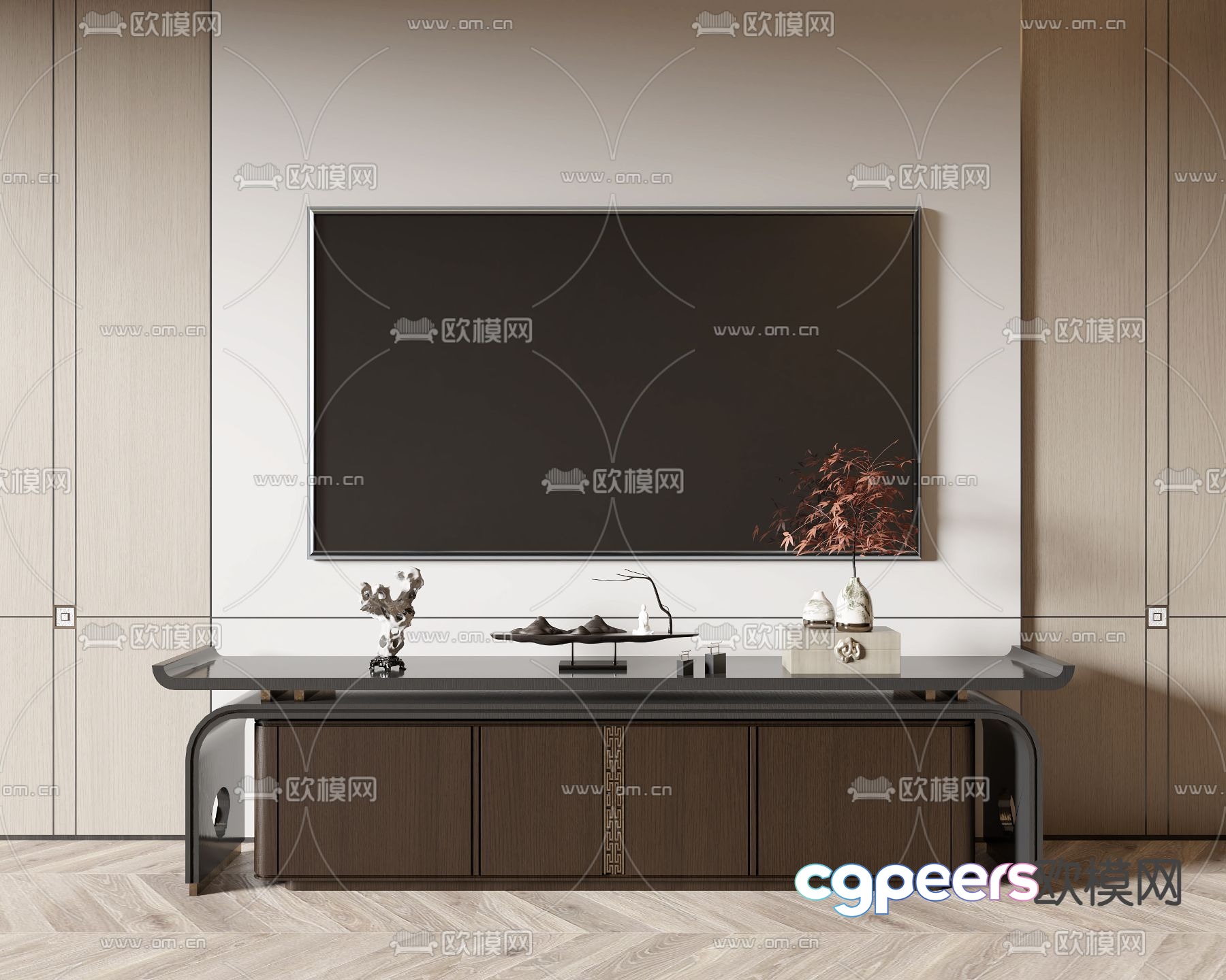 New Chinese style TV cabinet 3d model New Chinese style TV cabinet 3d model