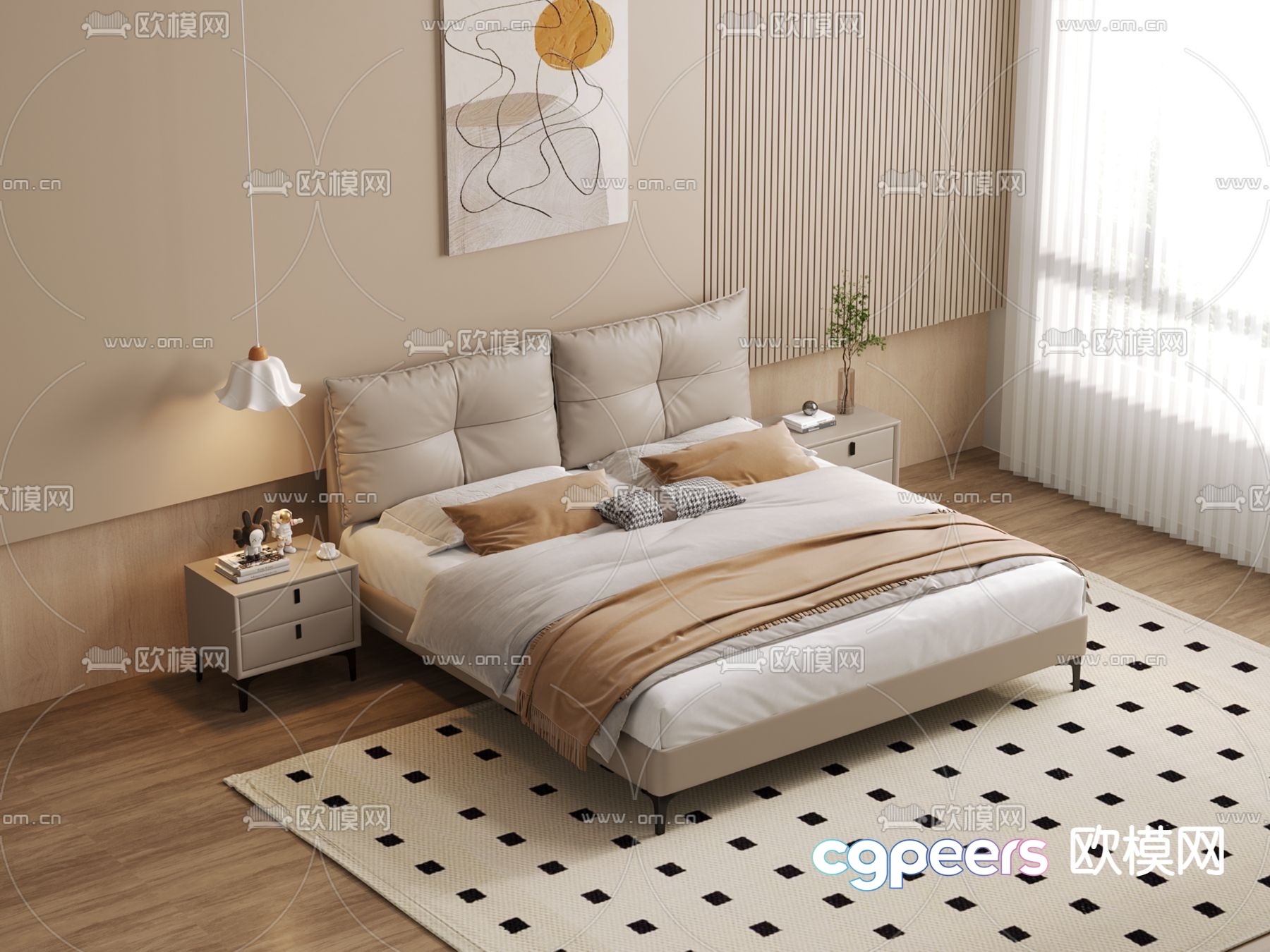 Modern double bed 3d model Modern double bed 3d model