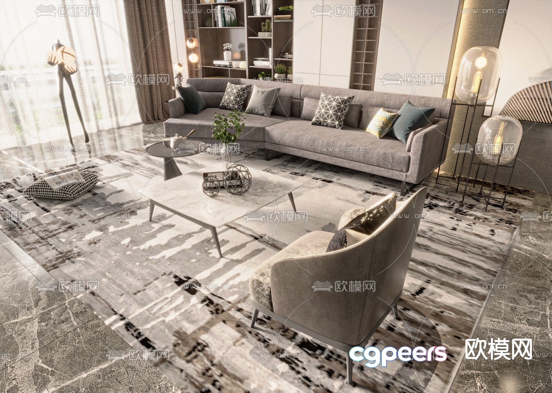 Modern combination sofa 3d model Modern combination sofa 3d model