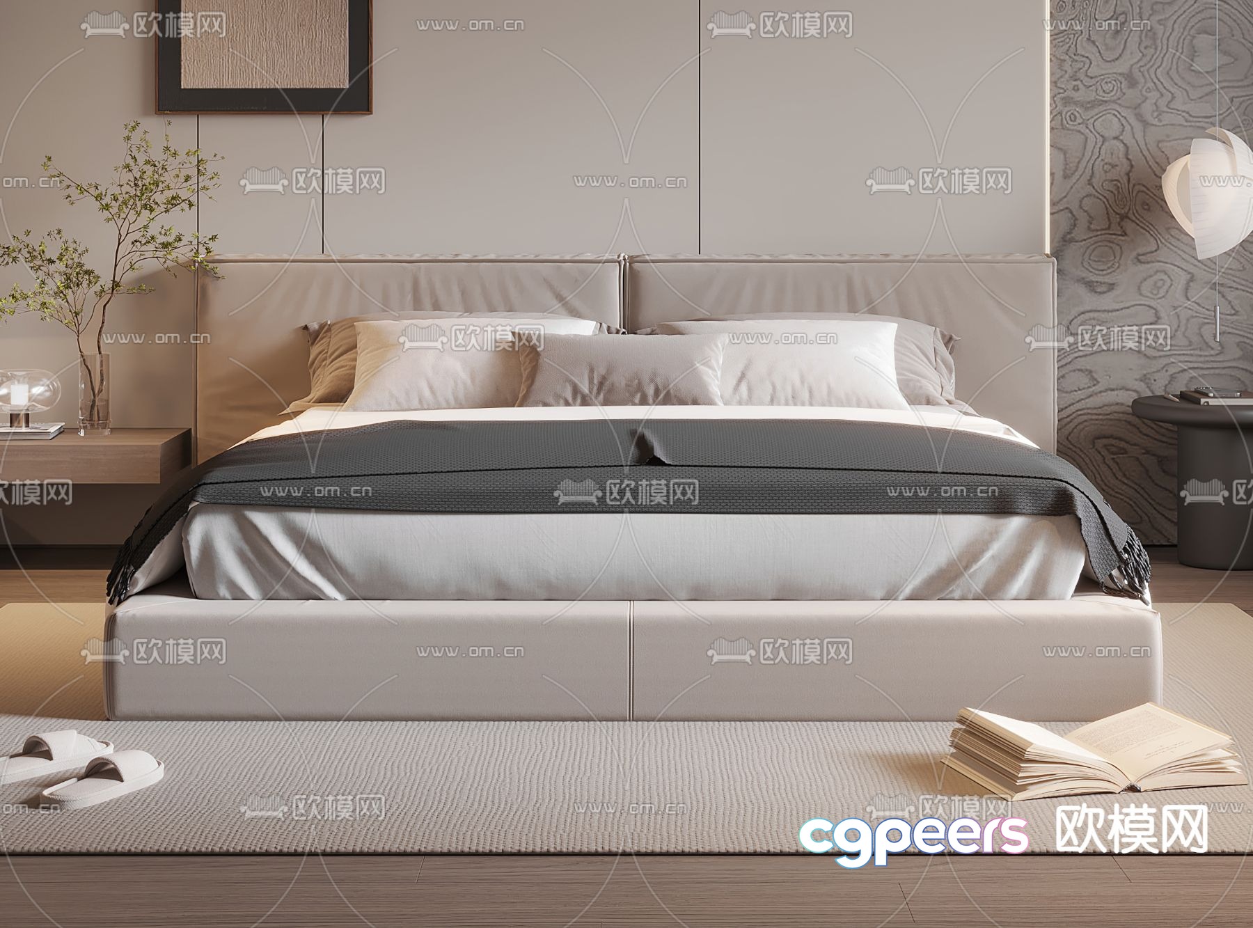Modern double bed 3d model Modern double bed 3d model