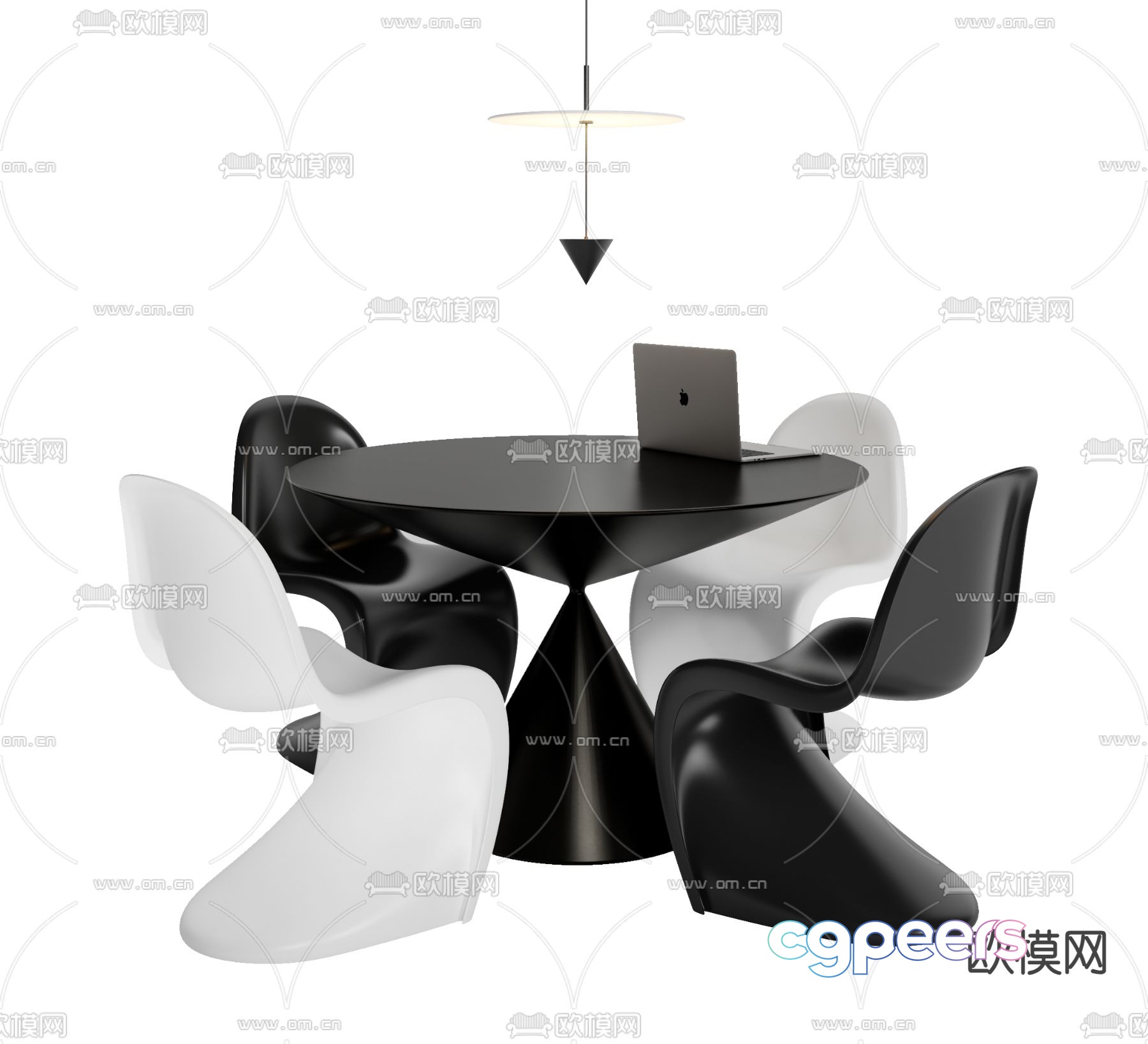 Round dining table and chairs 3d model Round dining table and chairs 3d model