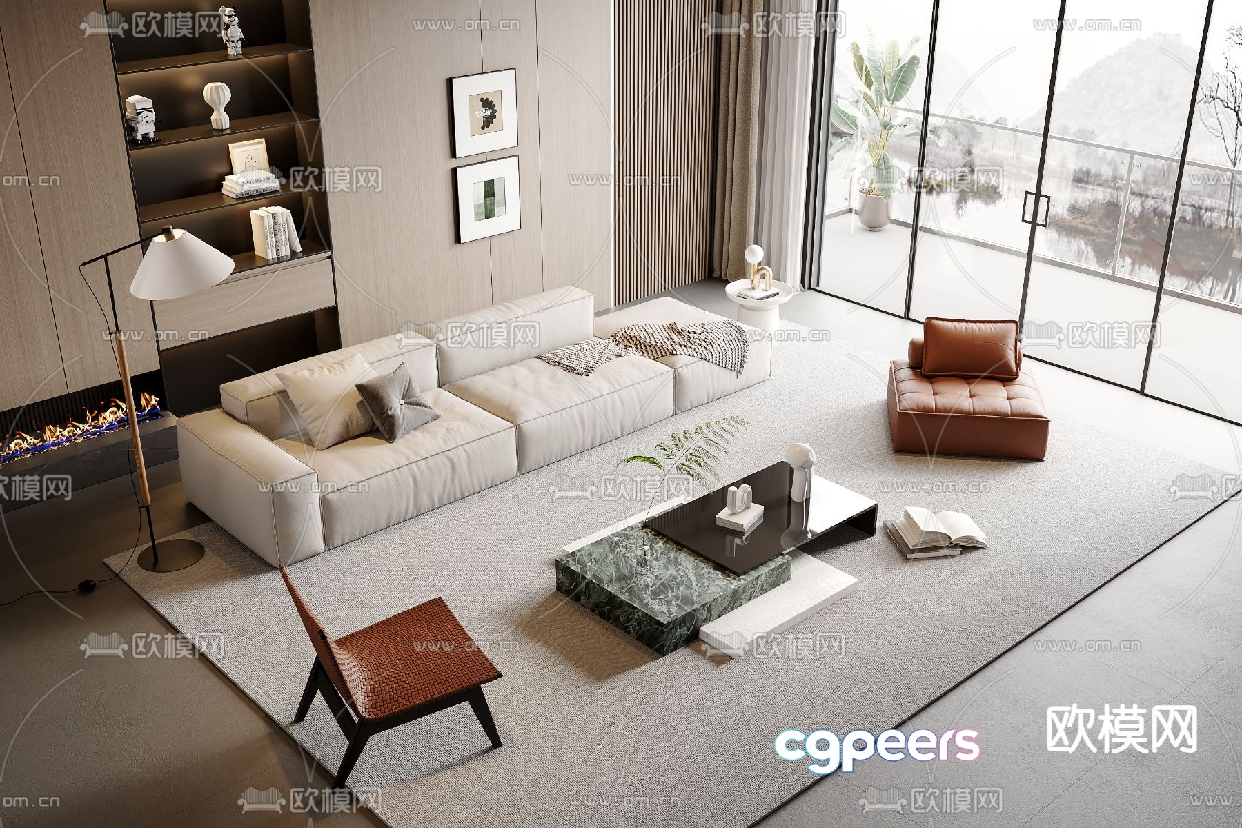 Modern sectional sofa 3d model Modern sectional sofa 3d model