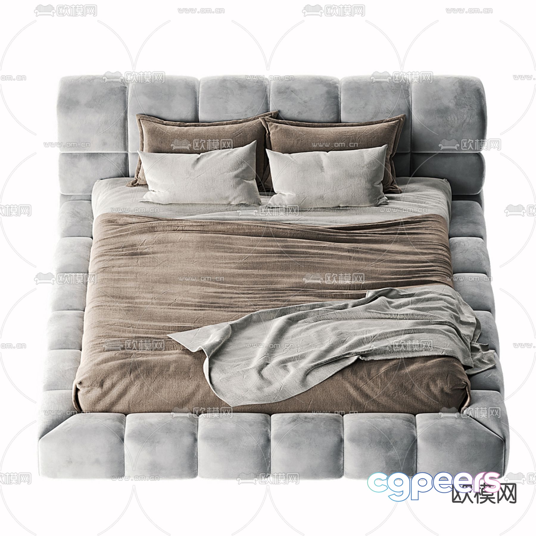 Modern double bed 3d model Modern double bed 3d model