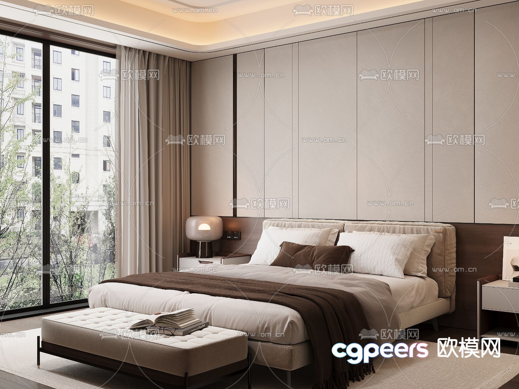 Modern double bed 3d model Modern double bed 3d model