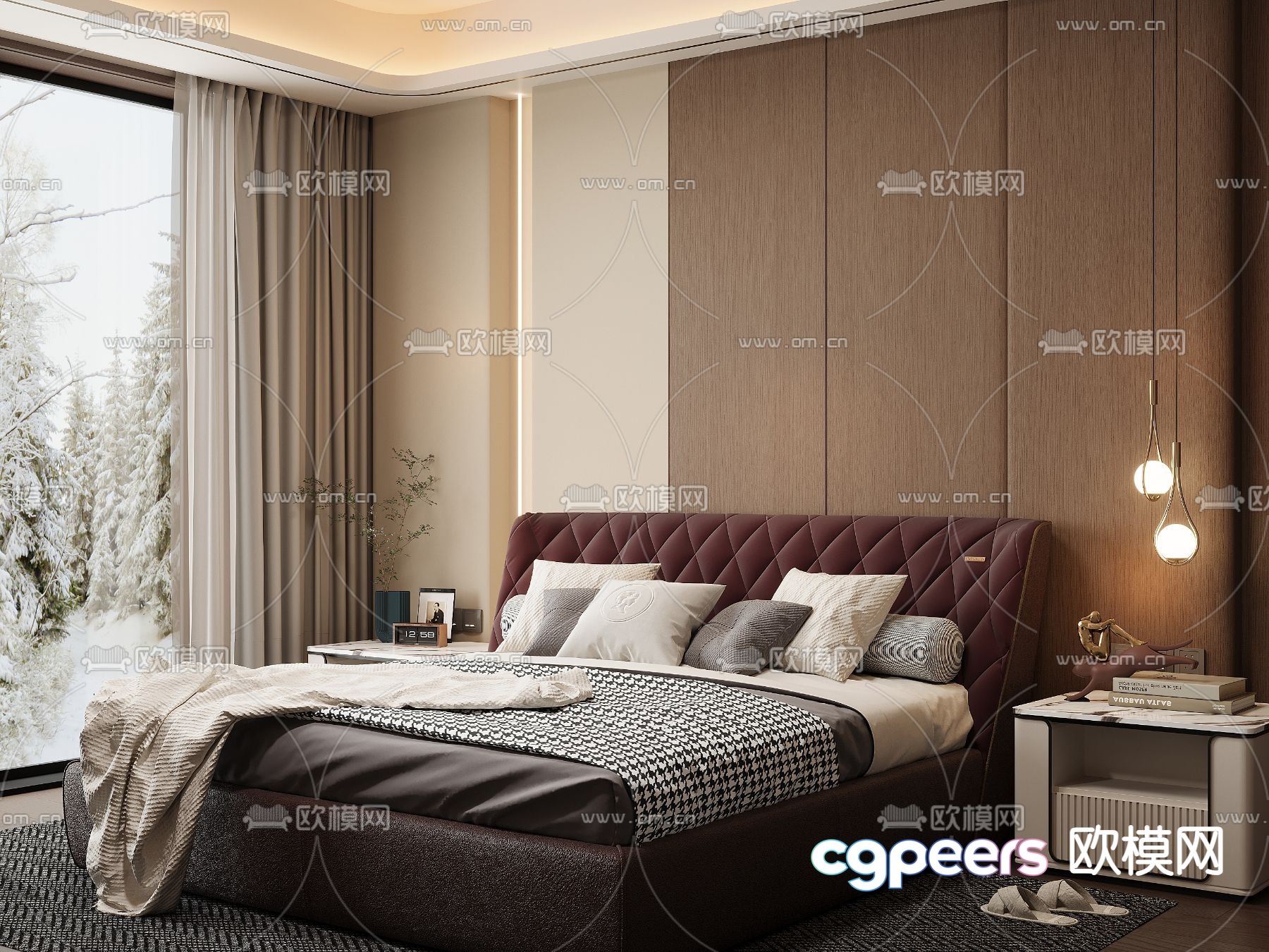 Modern double bed 3d model Modern double bed 3d model