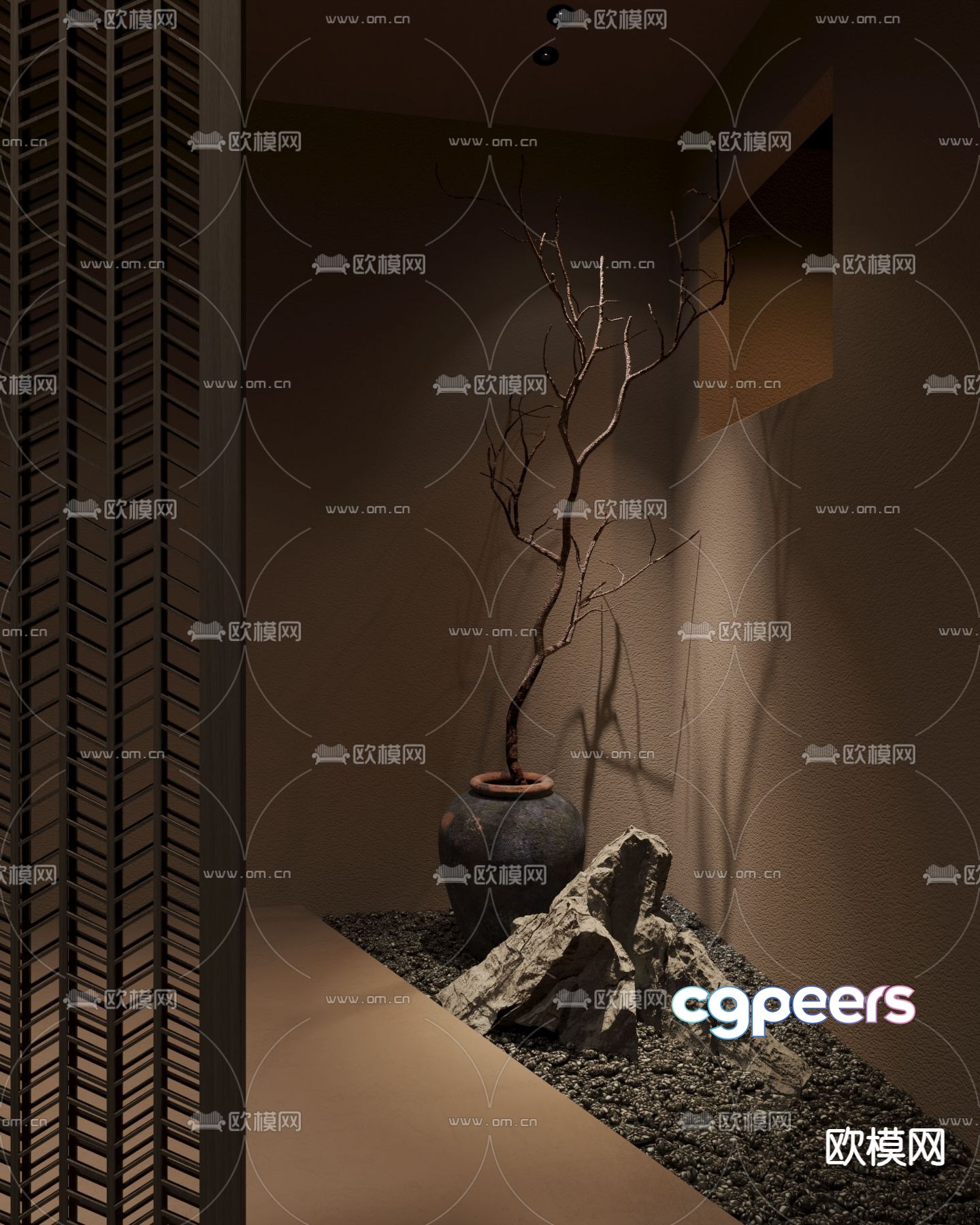 Wabi Sabi Dead Branch Rockery Sketch 3D Model Wabi Sabi Dead Branch Rockery Sketch 3D Model