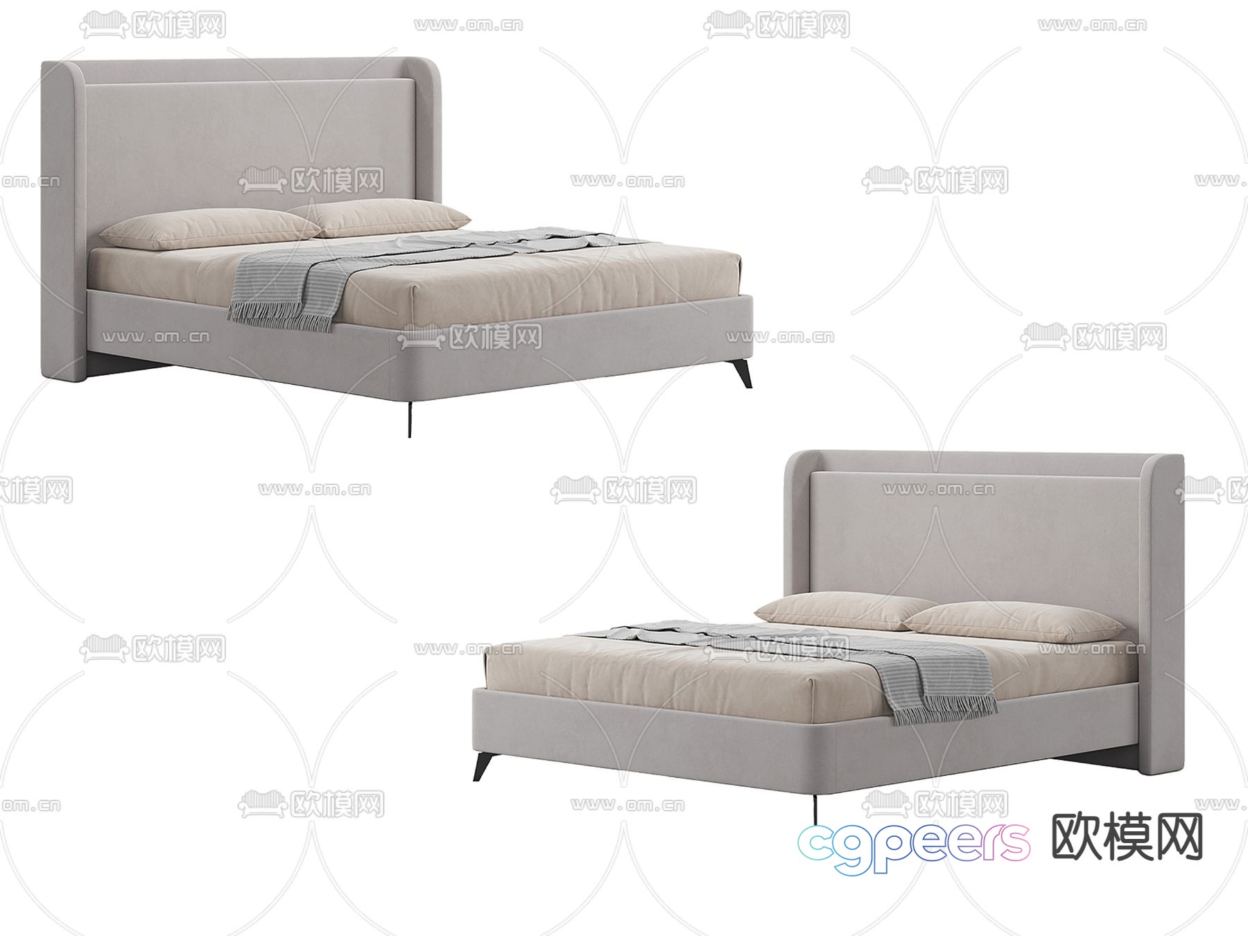 Modern double bed 3d model Modern double bed 3d model