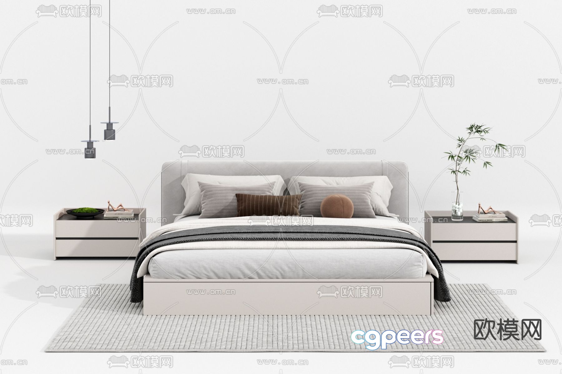 Modern double bed 3d model Modern double bed 3d model