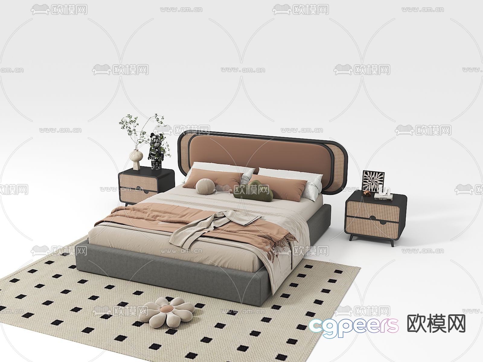 Wabi-sabi double bed 3d model Wabi-sabi double bed 3d model