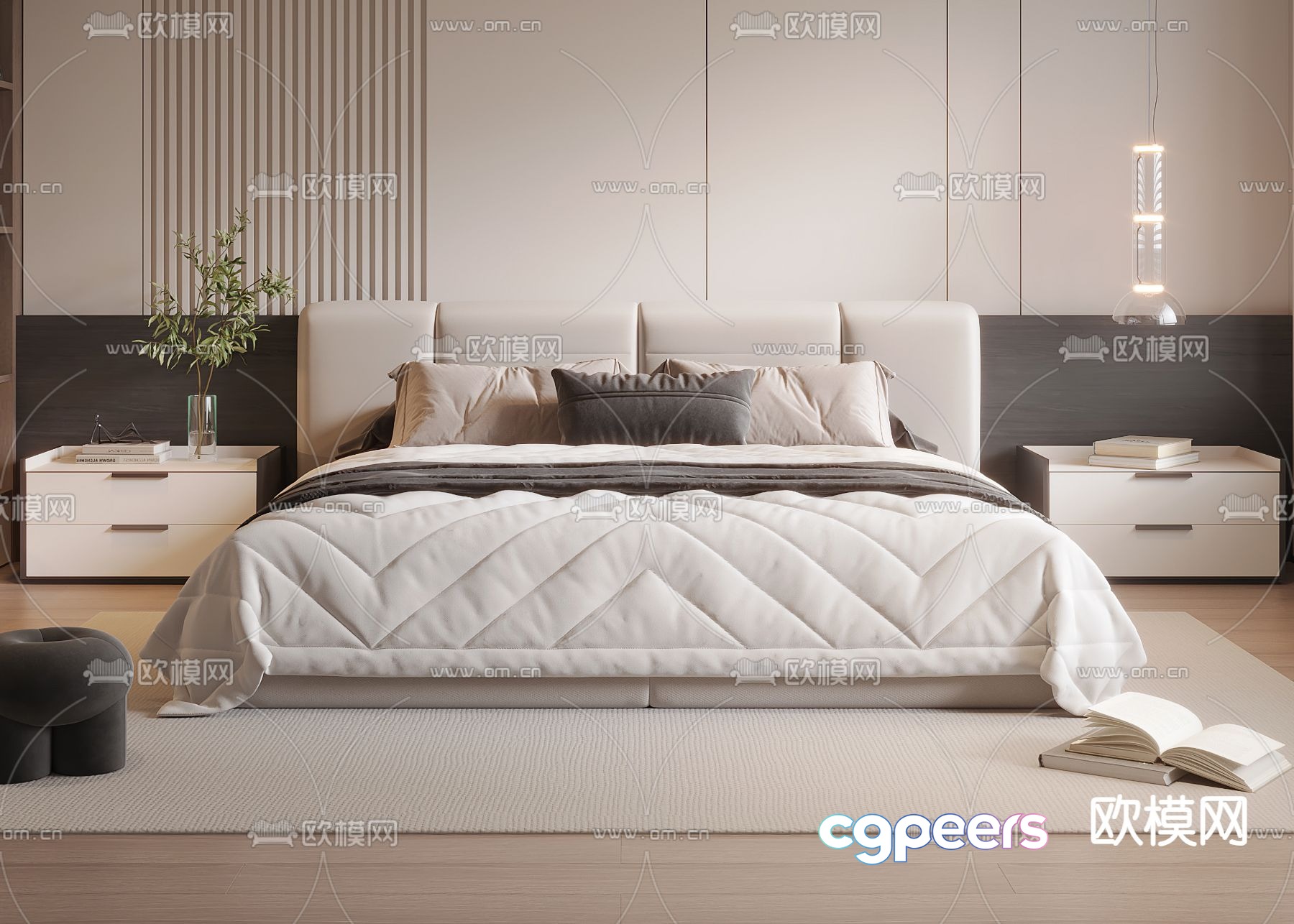 Modern double bed 3d model Modern double bed 3d model