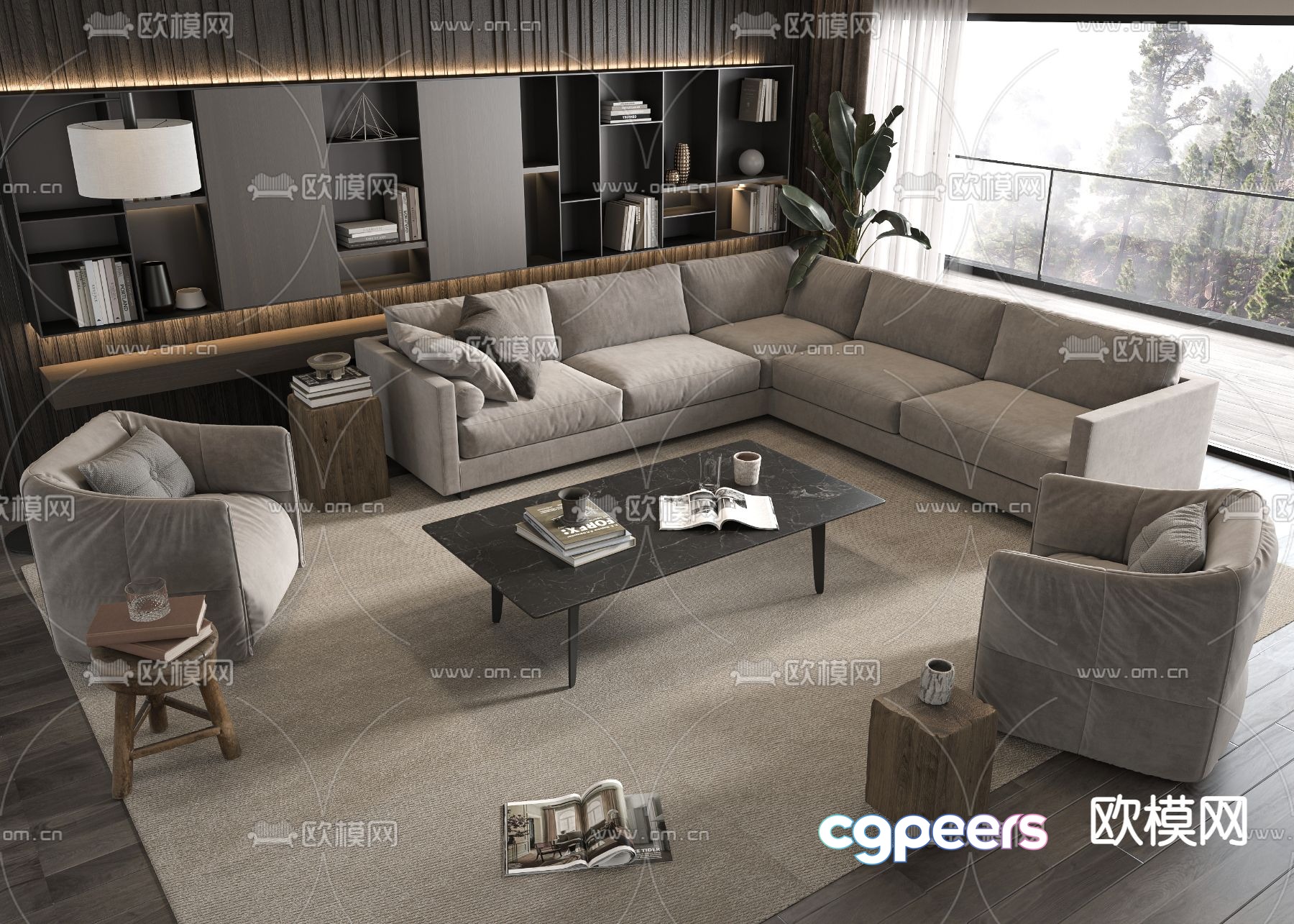 Modern sectional sofa 3d model Modern sectional sofa 3d model
