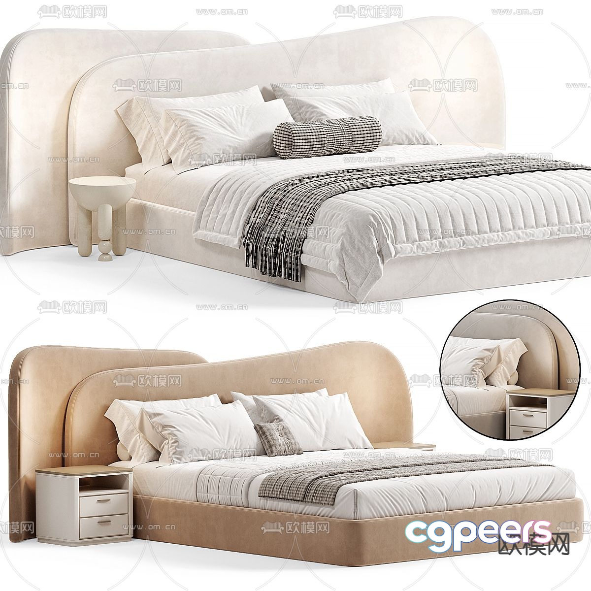 Modern double bed 3d model Modern double bed 3d model
