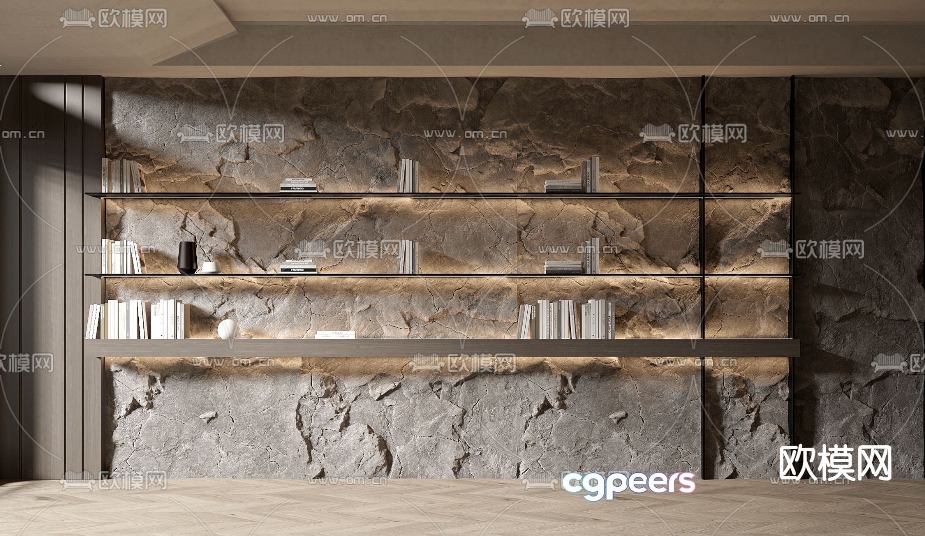 Rock bookshelf display rack 3d model Rock bookshelf display rack 3d model