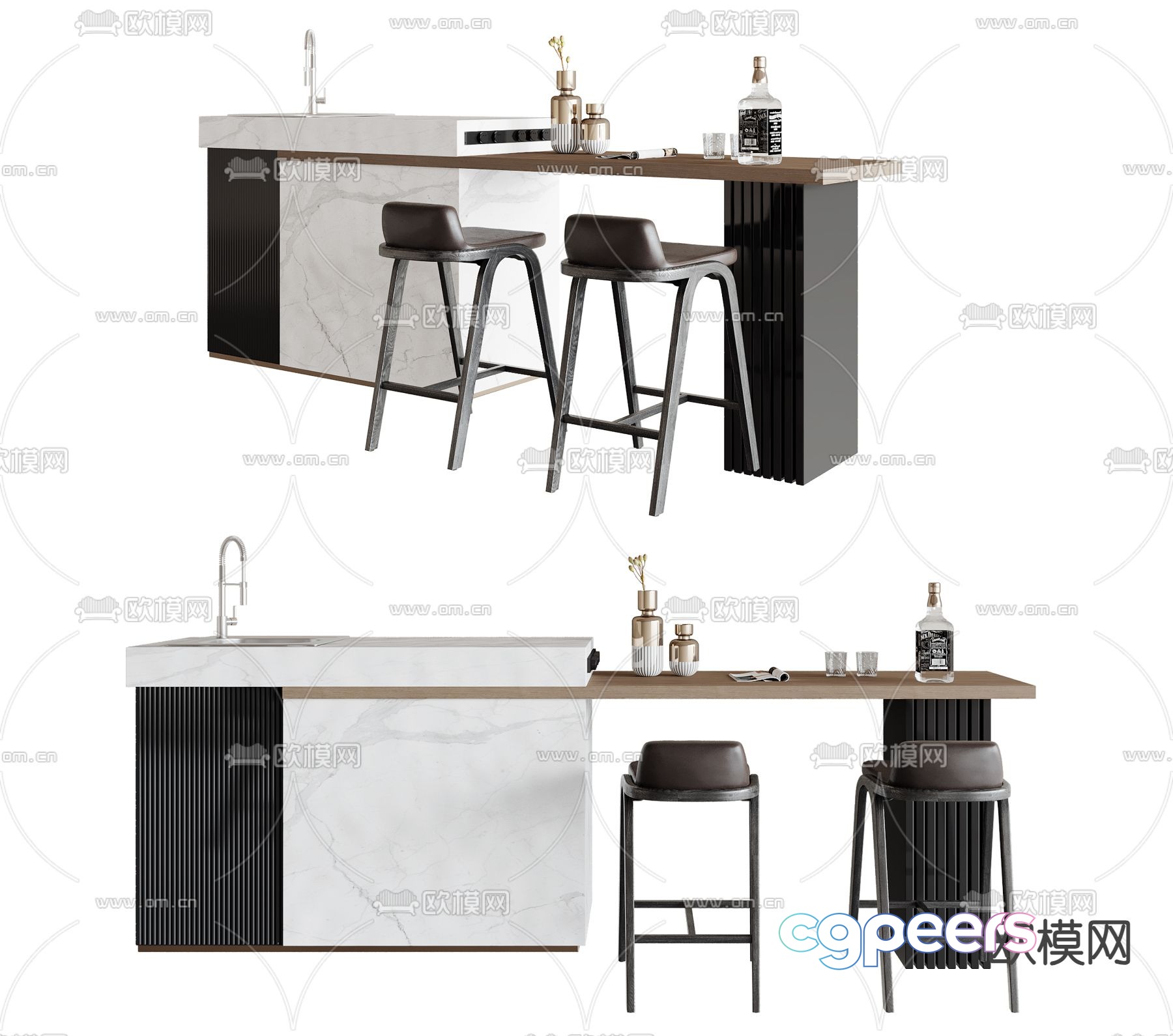 3D model of Nakadao dining table and chair 3D model of Nakadao dining table and chair