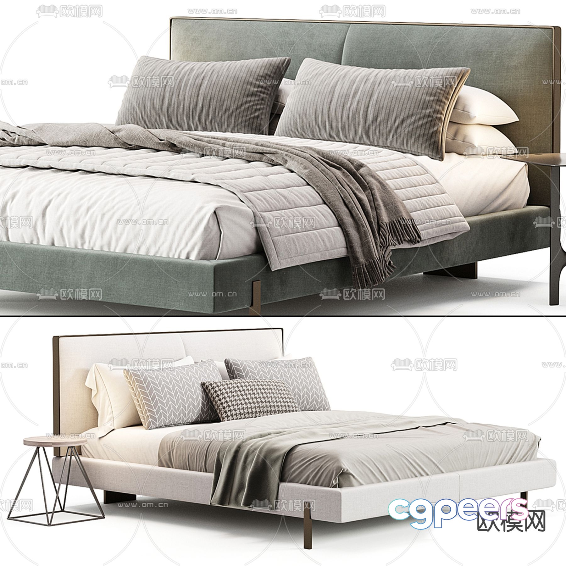 Modern double bed 3d model Modern double bed 3d model