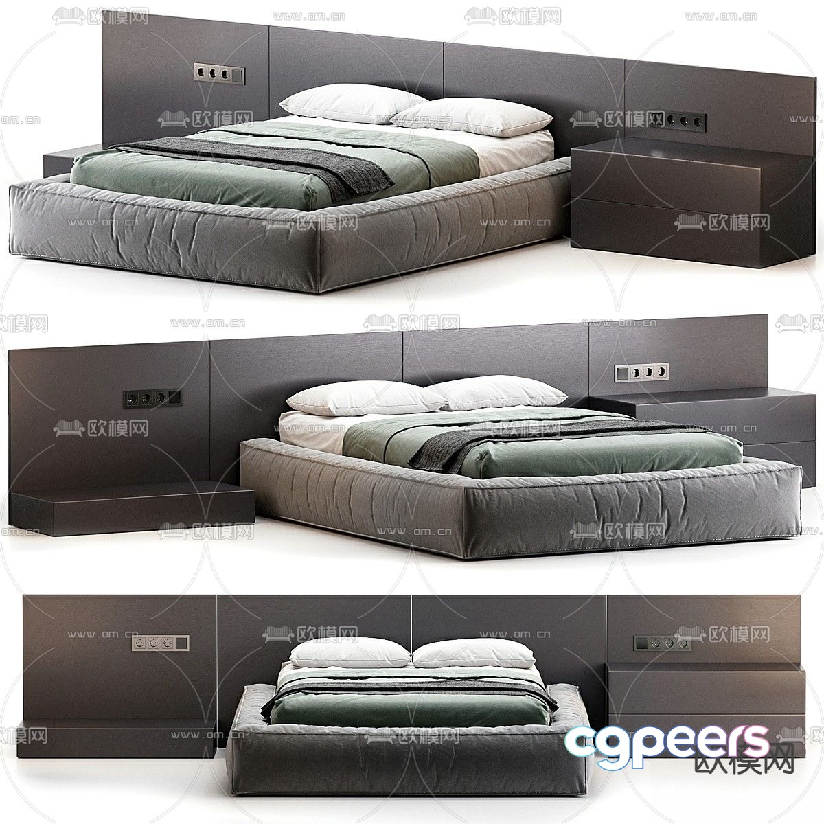 Litfad modern double bed 3d model Litfad modern double bed 3d model