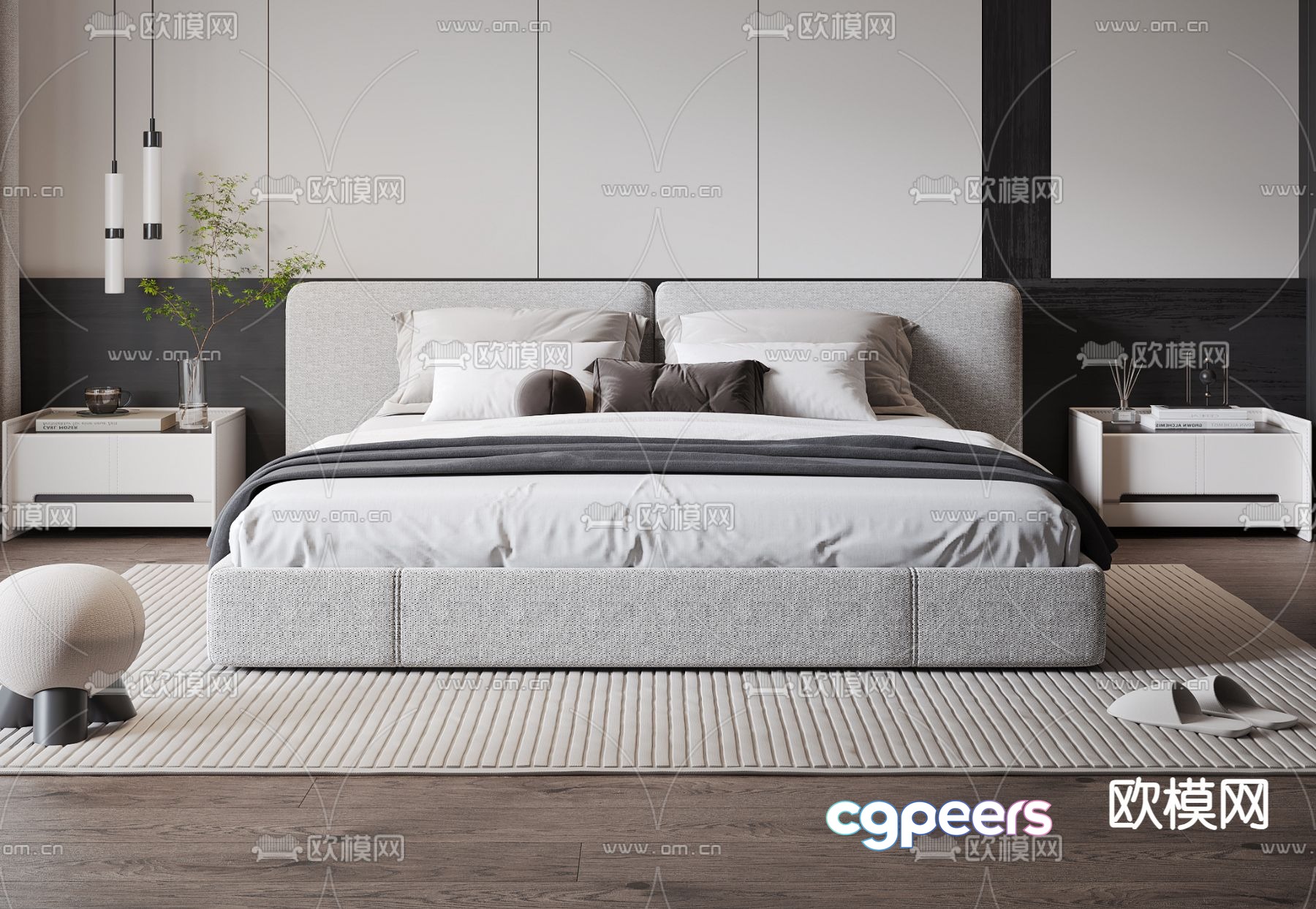 Modern double bed 3d model Modern double bed 3d model