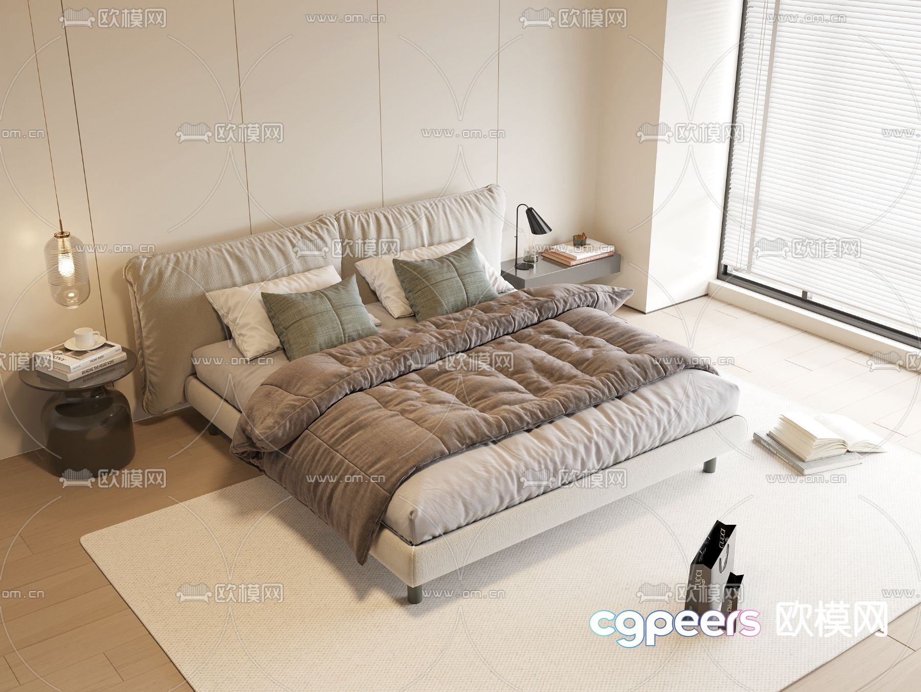 Modern double bed 3d model Modern double bed 3d model