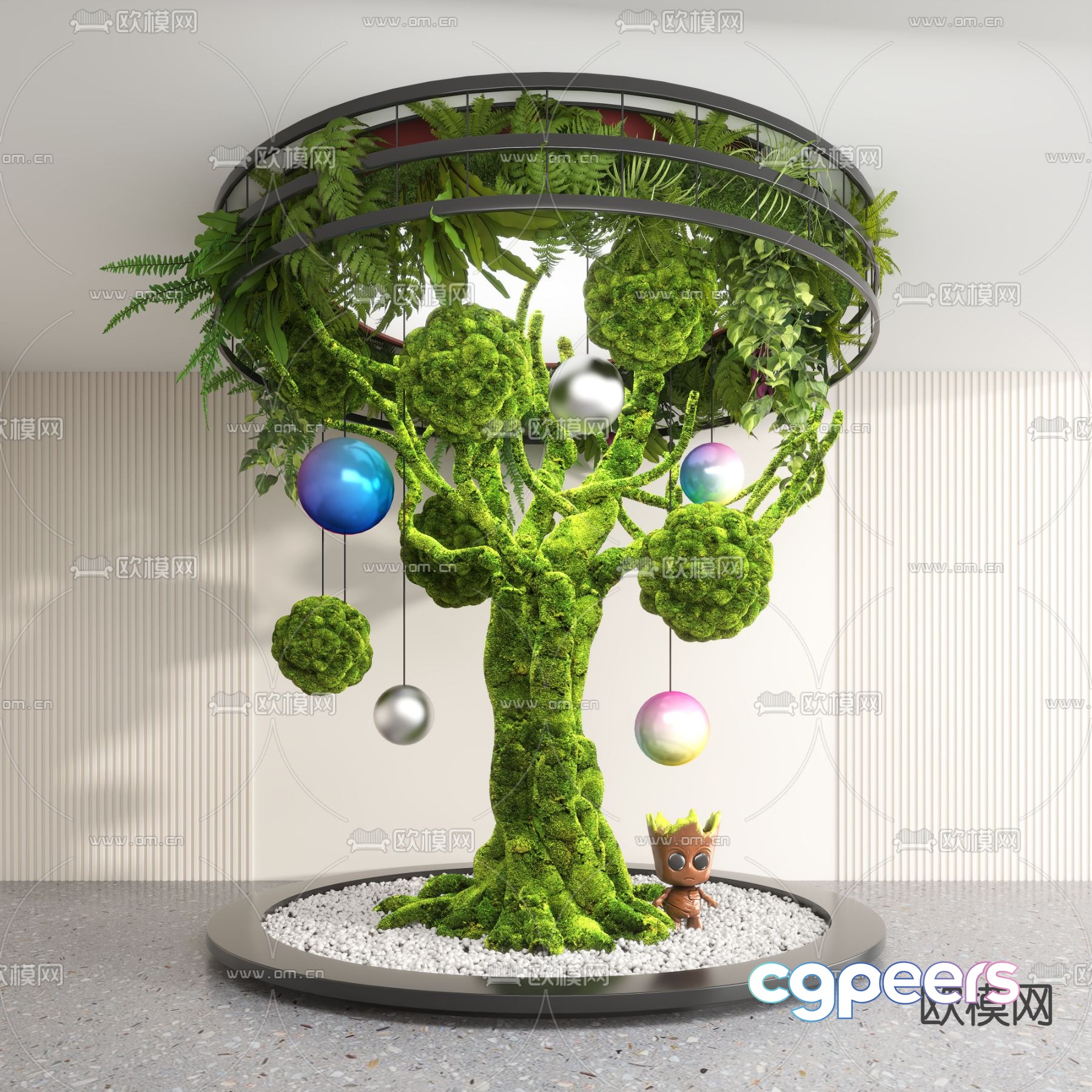 Indoor landscaping moss tree 3d model Indoor landscaping moss tree 3d model