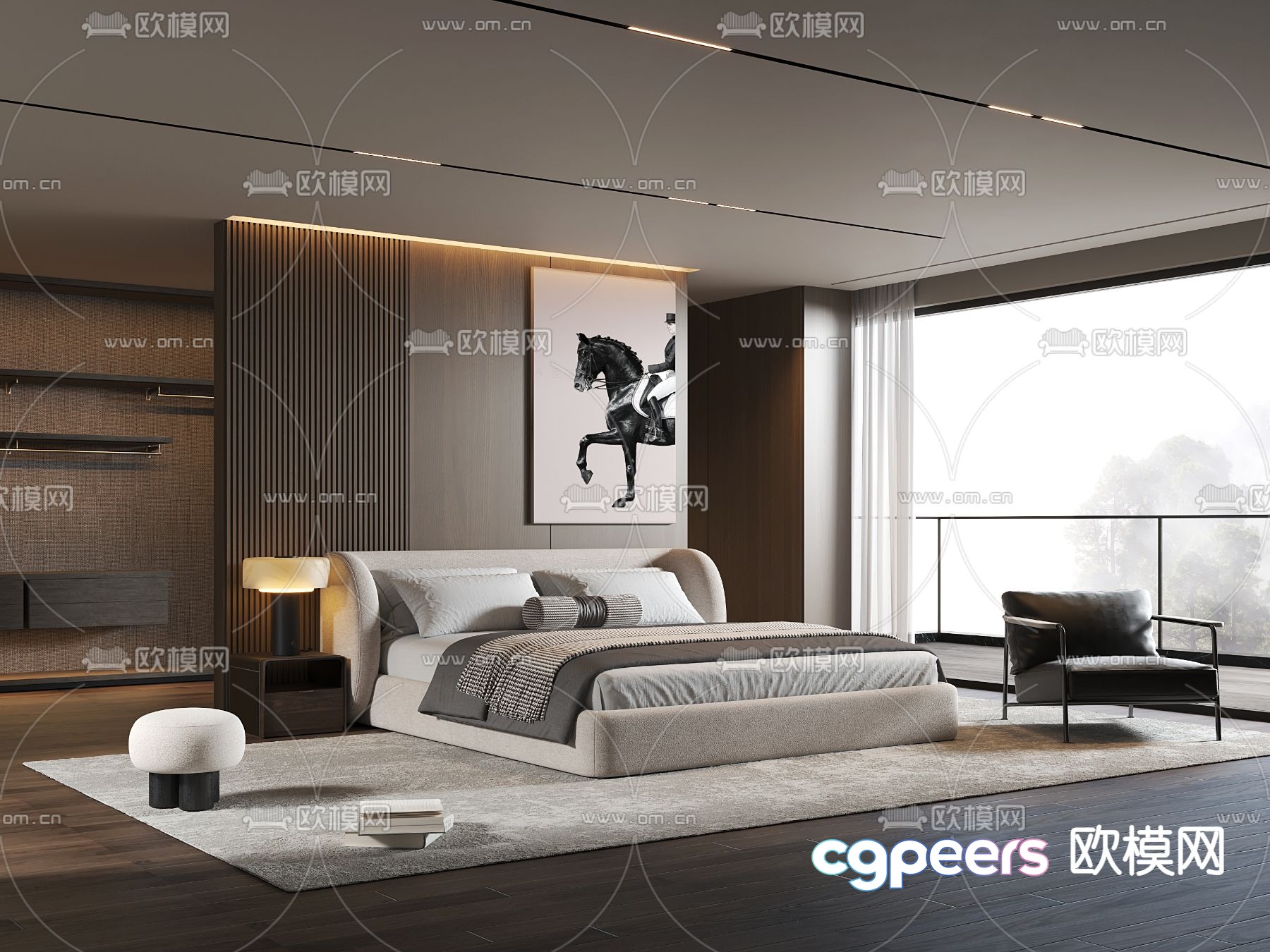 Modern double bed bedroom 3d model Modern double bed bedroom 3d model