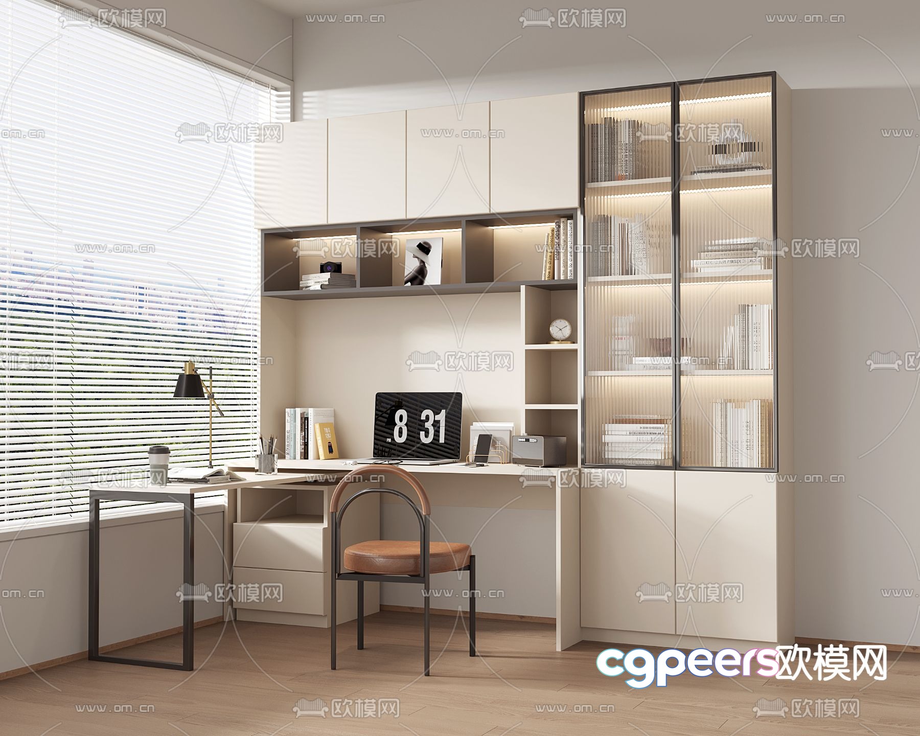 Modern desk computer desk study table 3d model Modern desk computer desk study table 3d model