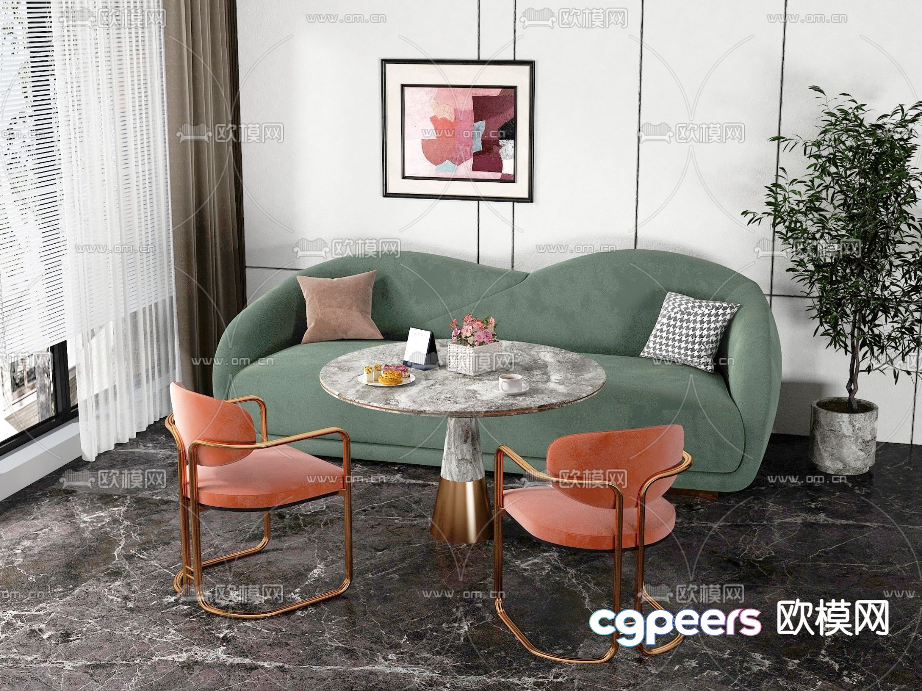 Double sofa leisure sofa 3d model Double sofa leisure sofa 3d model
