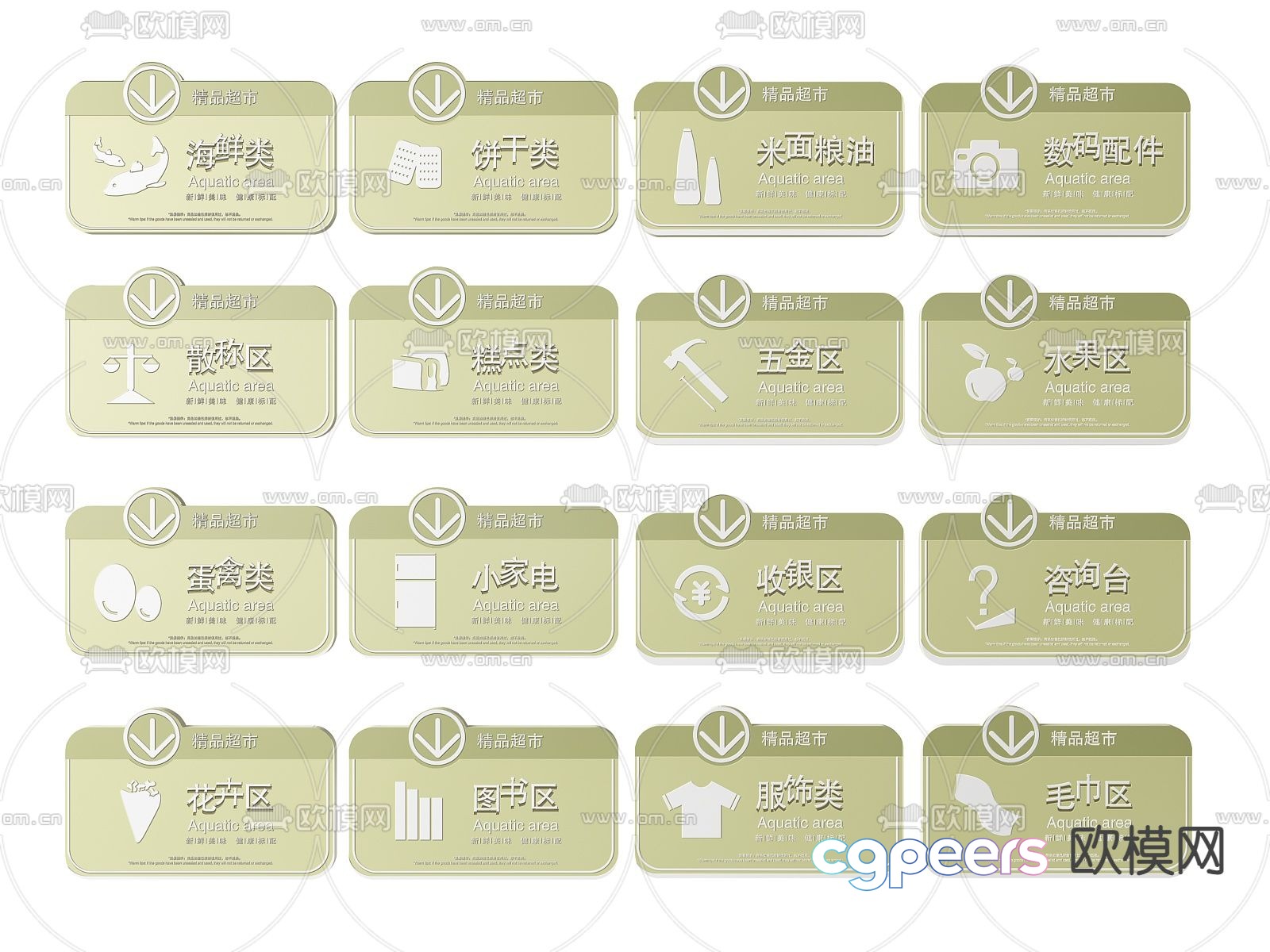 Supermarket sign, partition sign, supermarket shopping guide 3D model Supermarket sign, partition sign, supermarket shopping guide 3D model