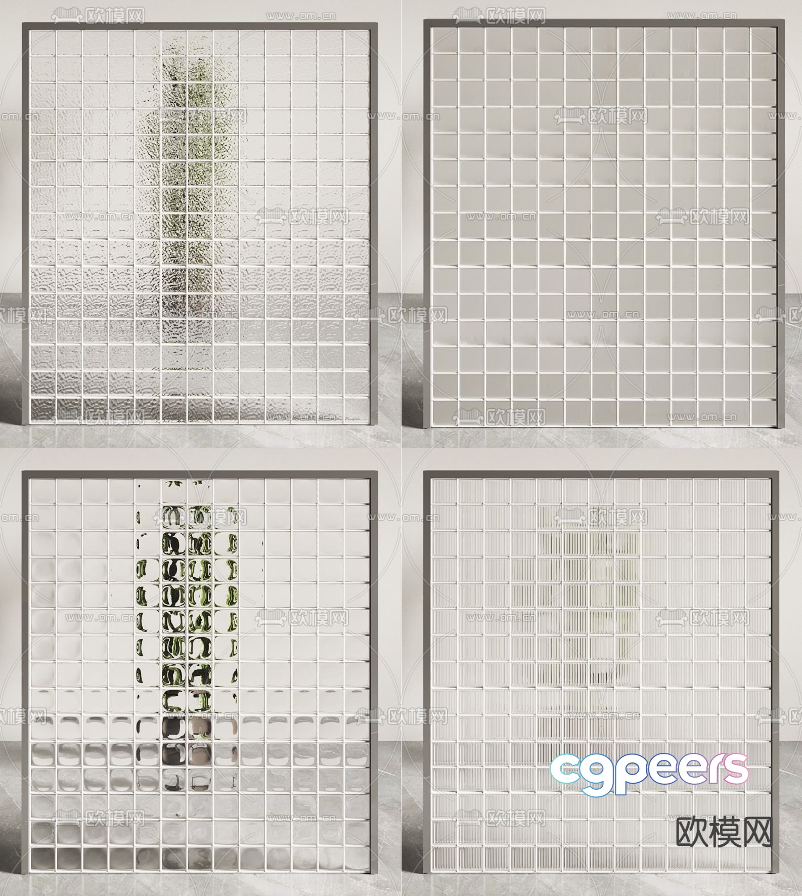 Glass brick screen partition 3d model Glass brick screen partition 3d model