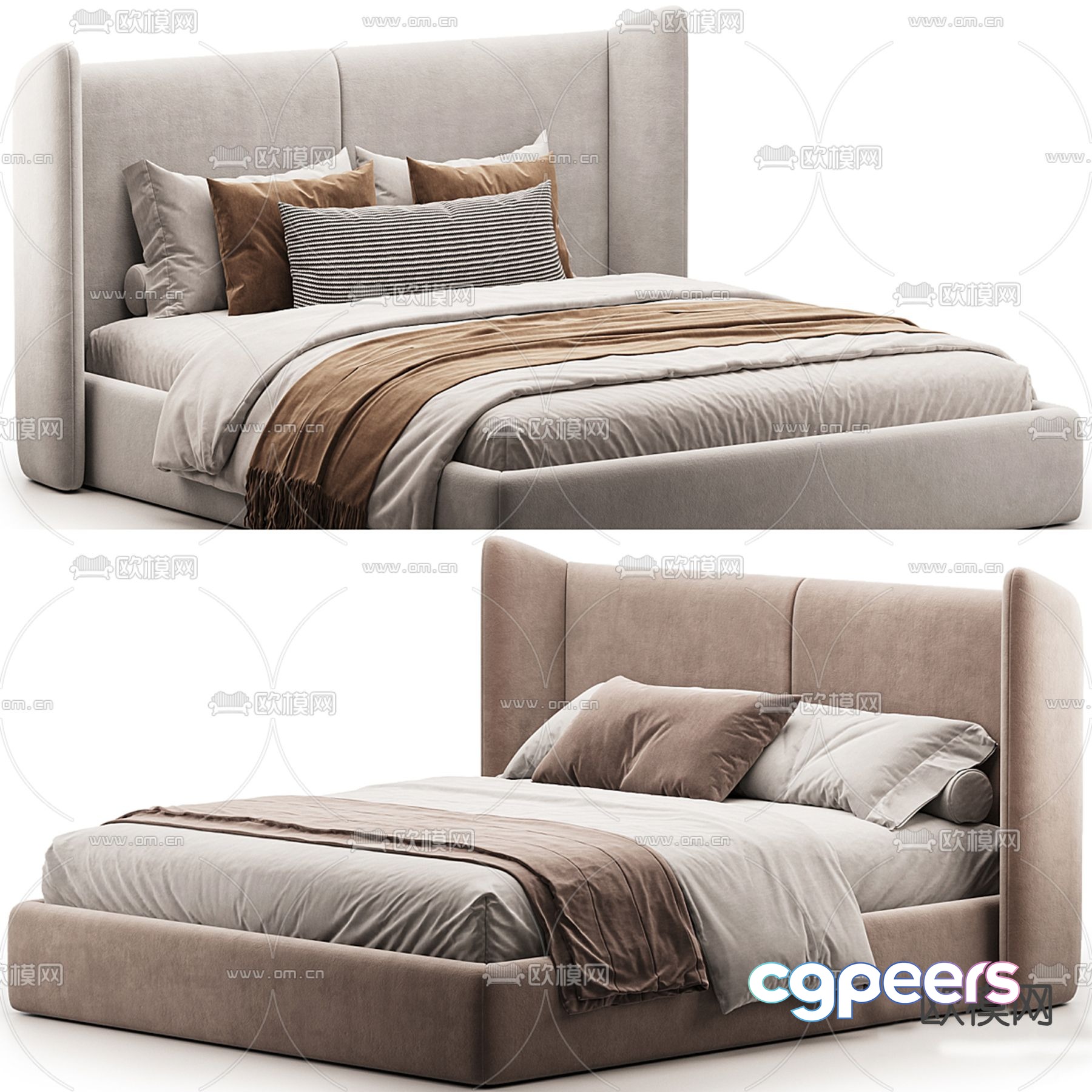 Modern double bed 3d model Modern double bed 3d model
