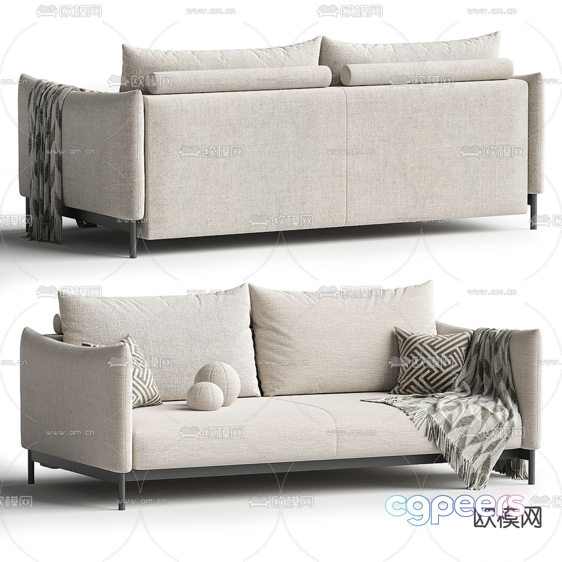 Double sofa upholstered sofa 3d model Double sofa upholstered sofa 3d model