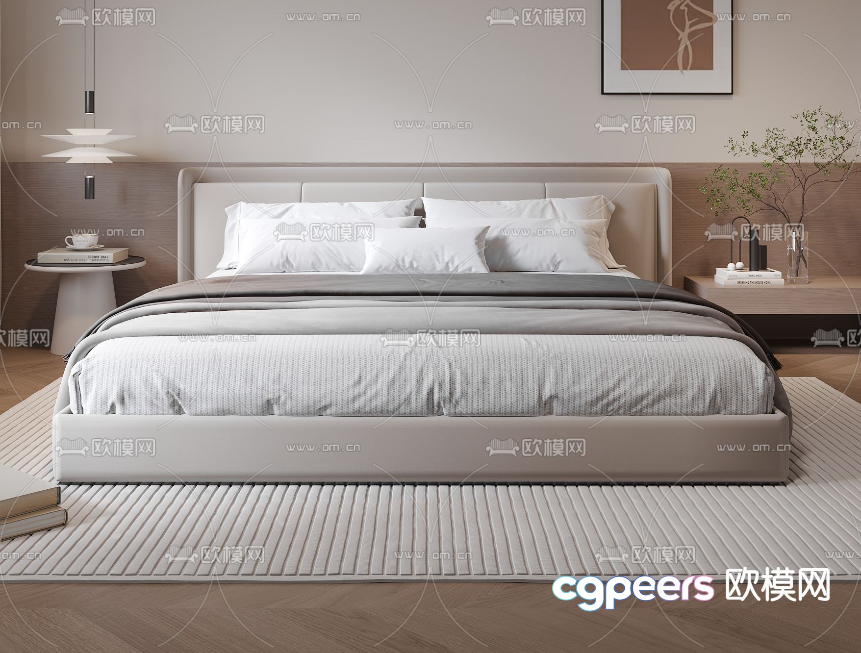 Modern double bed 3d model Modern double bed 3d model