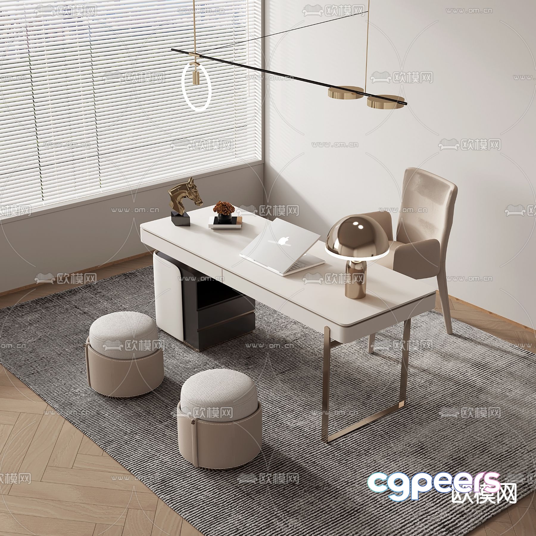 Modern desk computer desk study table 3d model Modern desk computer desk study table 3d model