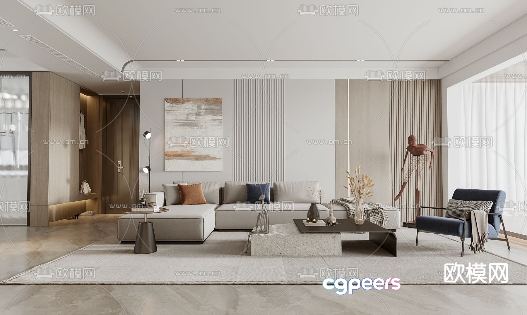 Modern living room dining room 3d model Modern living room dining room 3d model