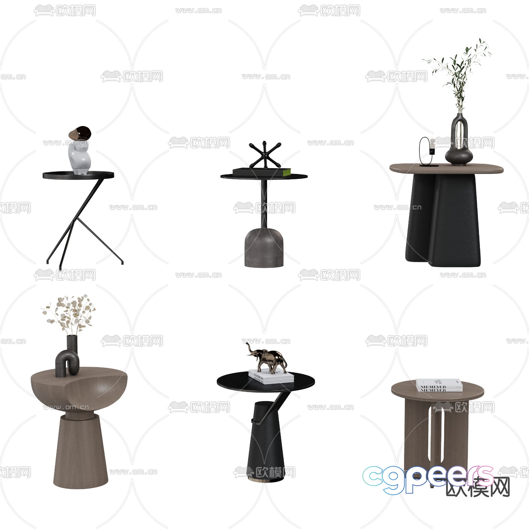 Modern round table side table angle table 3D model Modern round table side table angle table 3D model