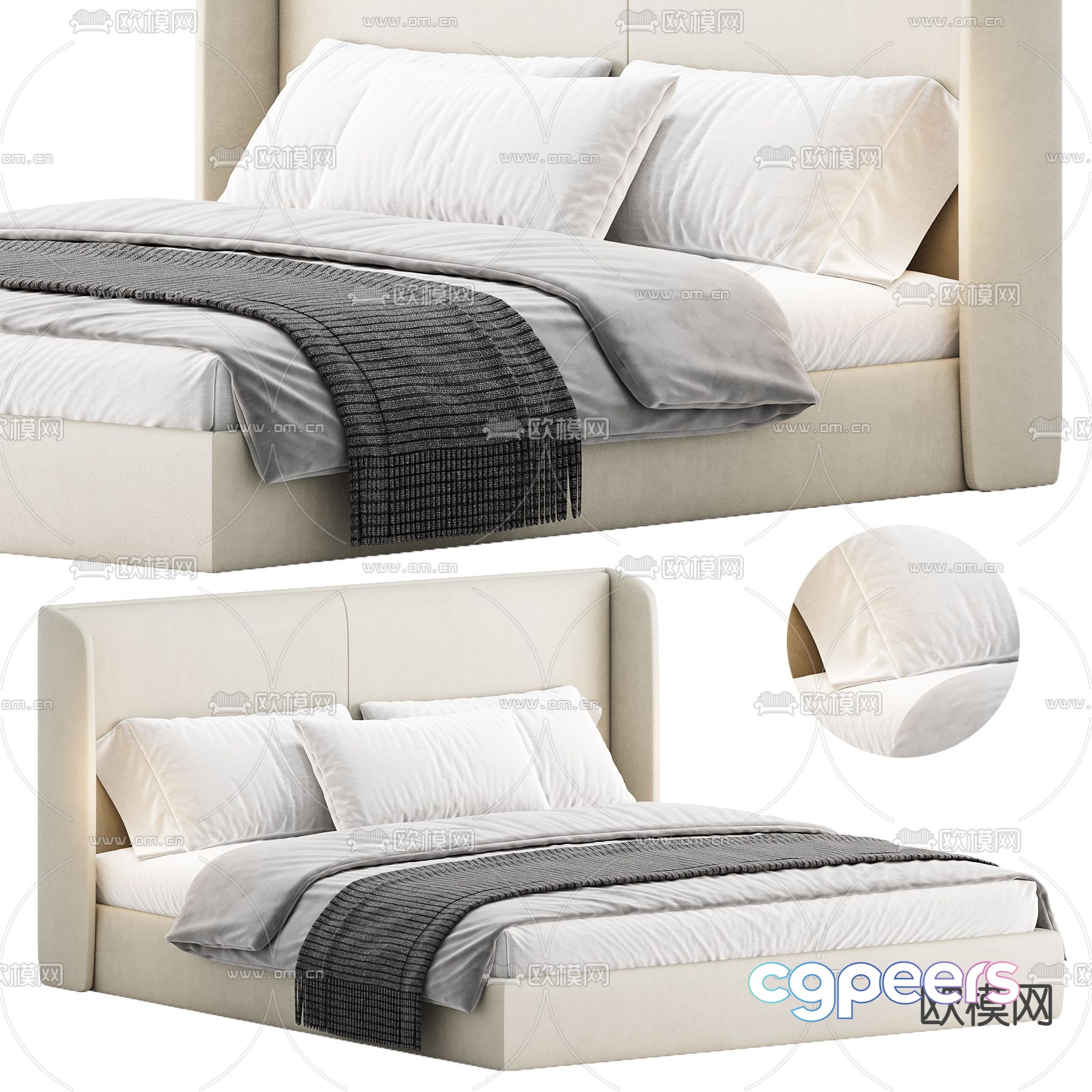 Modern double bed 3d model Modern double bed 3d model